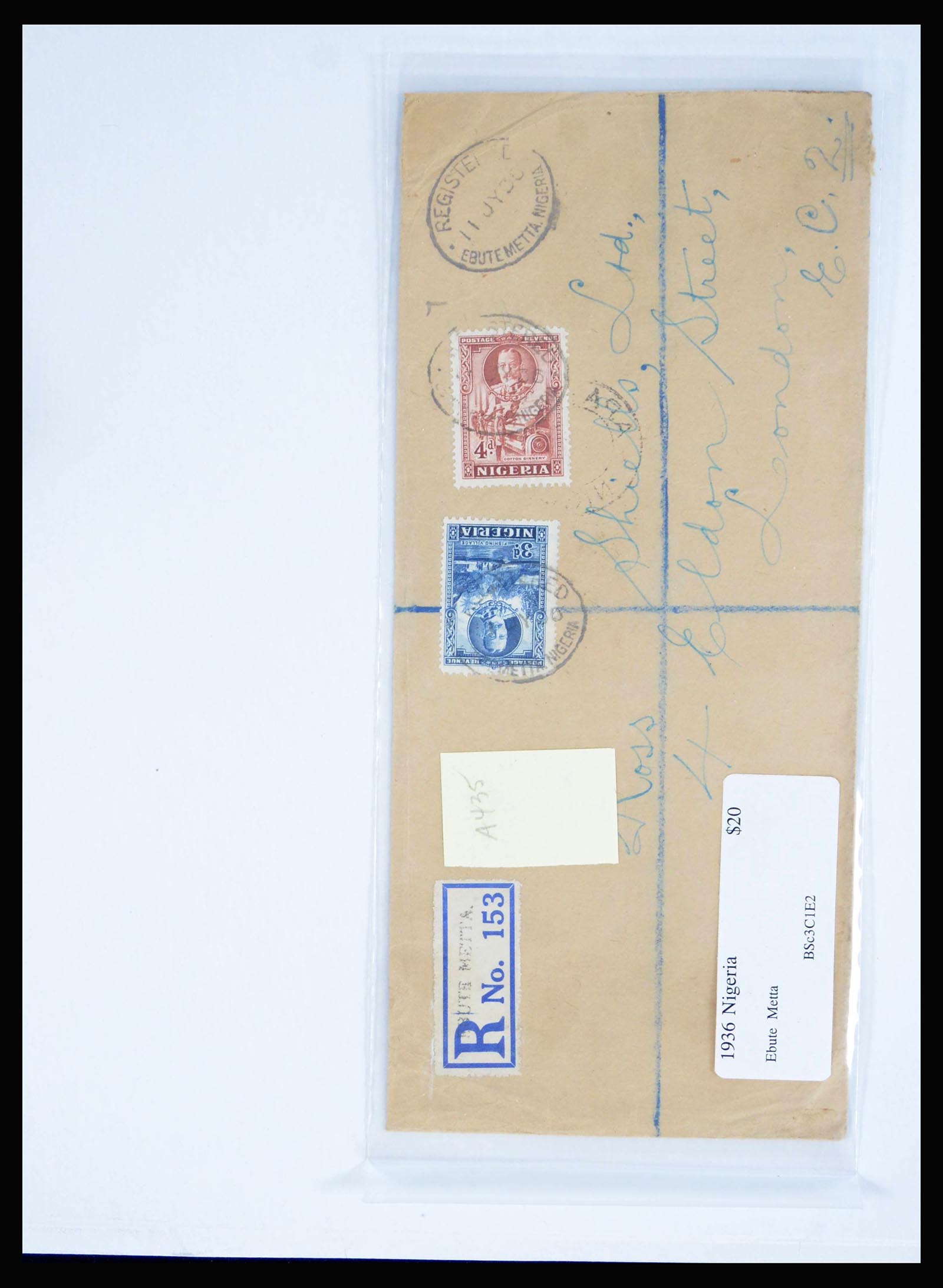 39994 0010 - Postzegelverzameling 39994 Engelse koloniën brieven 1888-1960.