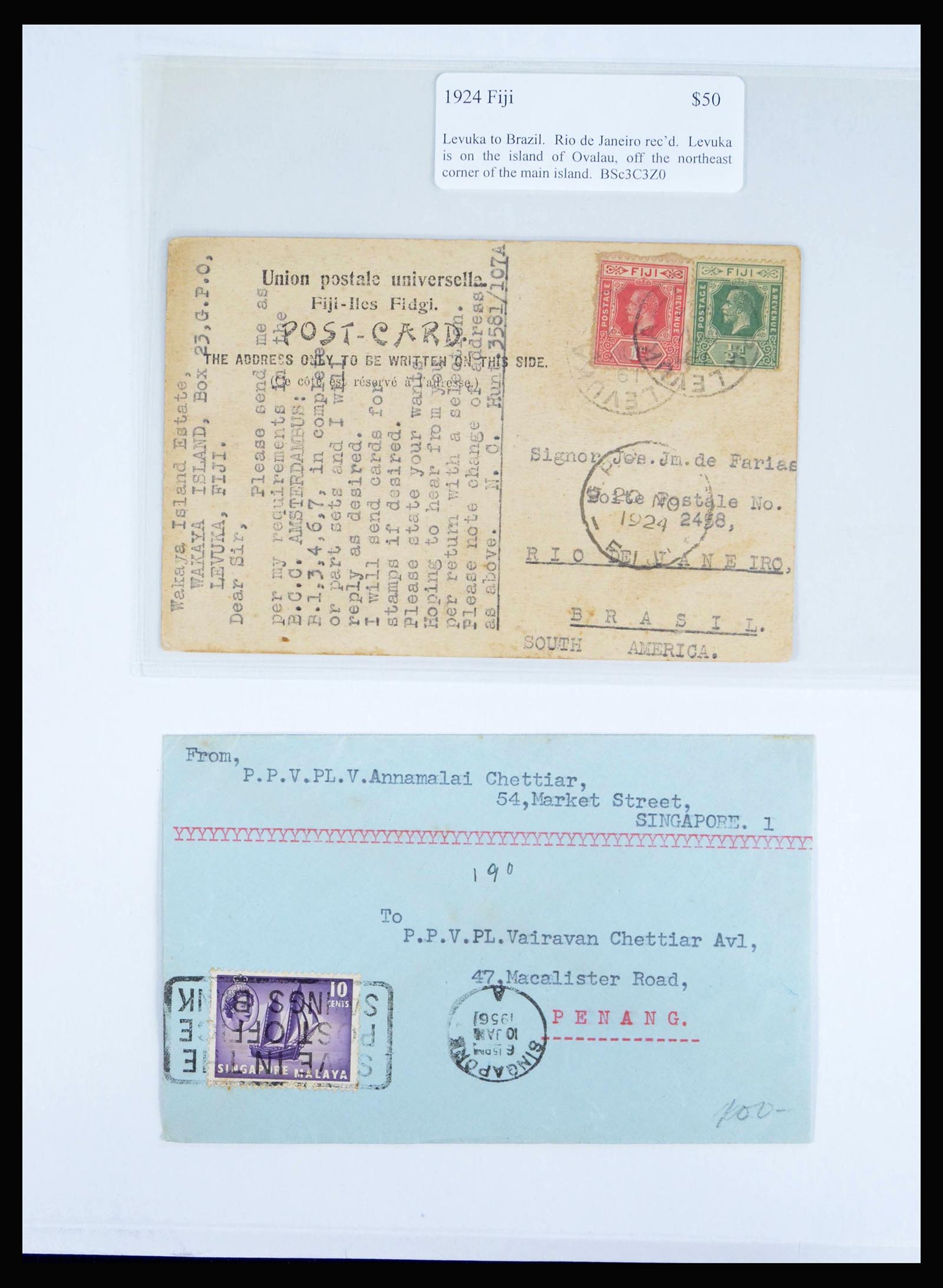39994 0012 - Postzegelverzameling 39994 Engelse koloniën brieven 1888-1960.