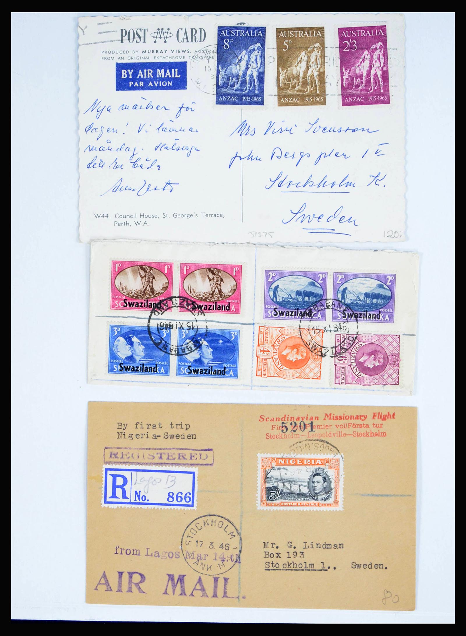 39994 0013 - Postzegelverzameling 39994 Engelse koloniën brieven 1888-1960.