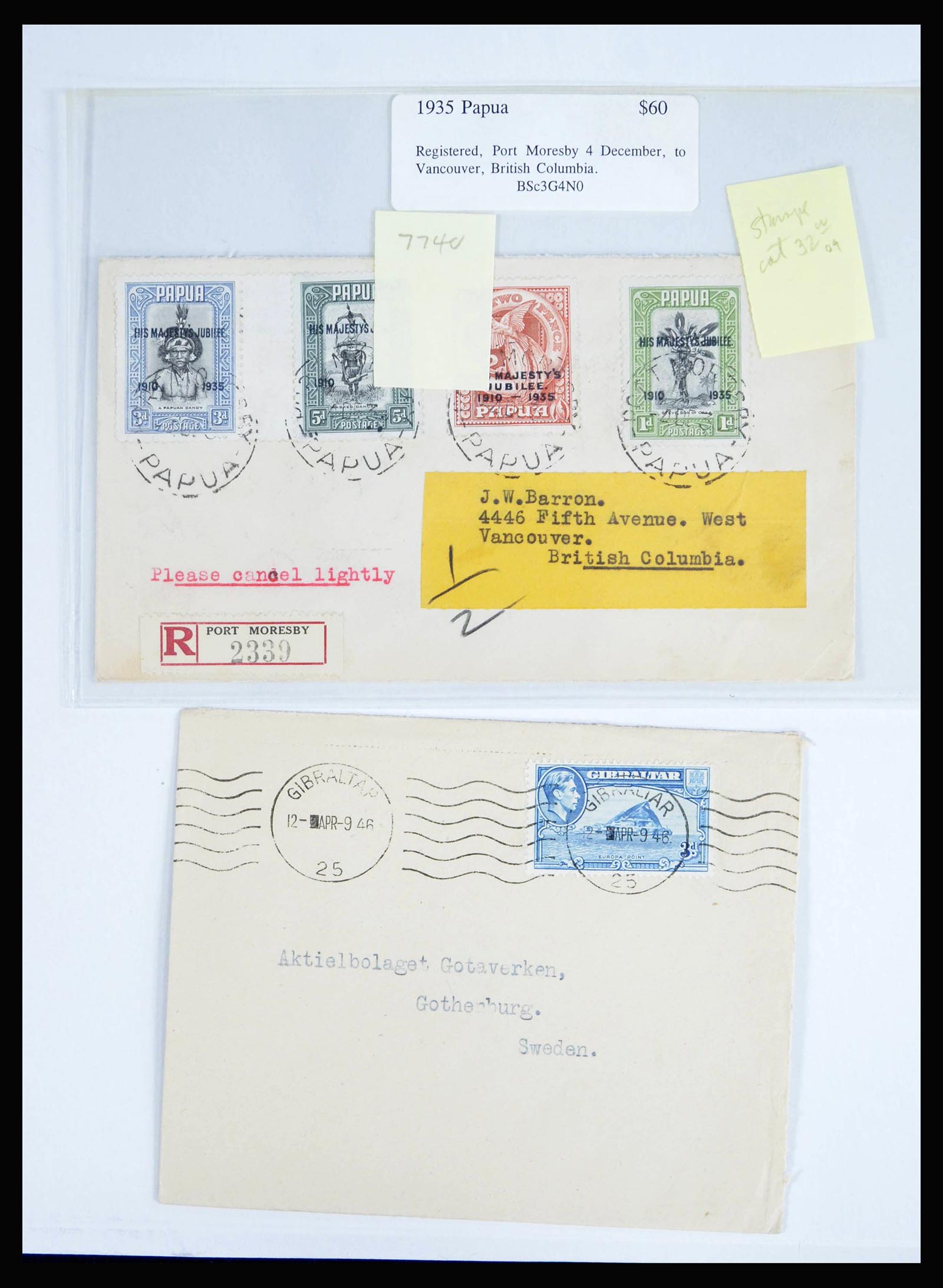 39994 0014 - Postzegelverzameling 39994 Engelse koloniën brieven 1888-1960.