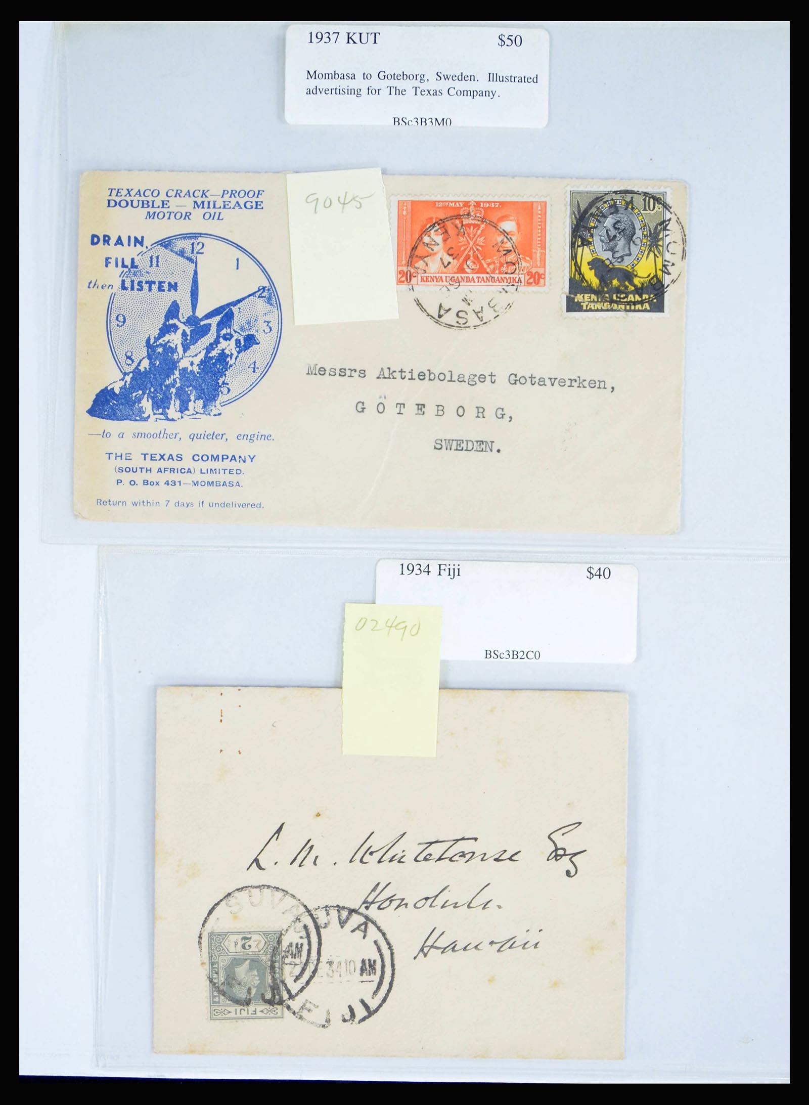 39994 0016 - Postzegelverzameling 39994 Engelse koloniën brieven 1888-1960.