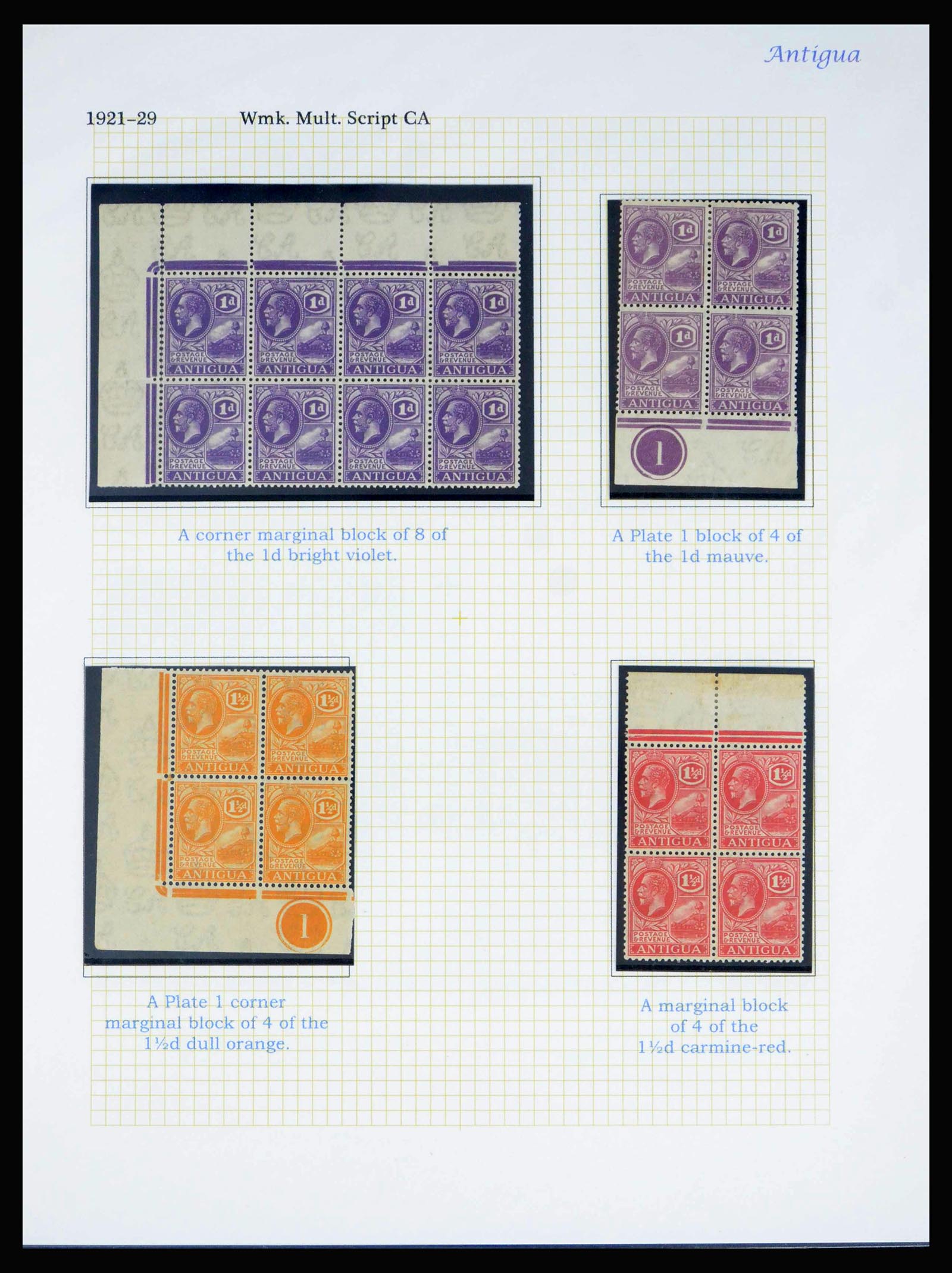 40009 0006 - Postzegelverzameling 40009 Antigua 1921-1929.