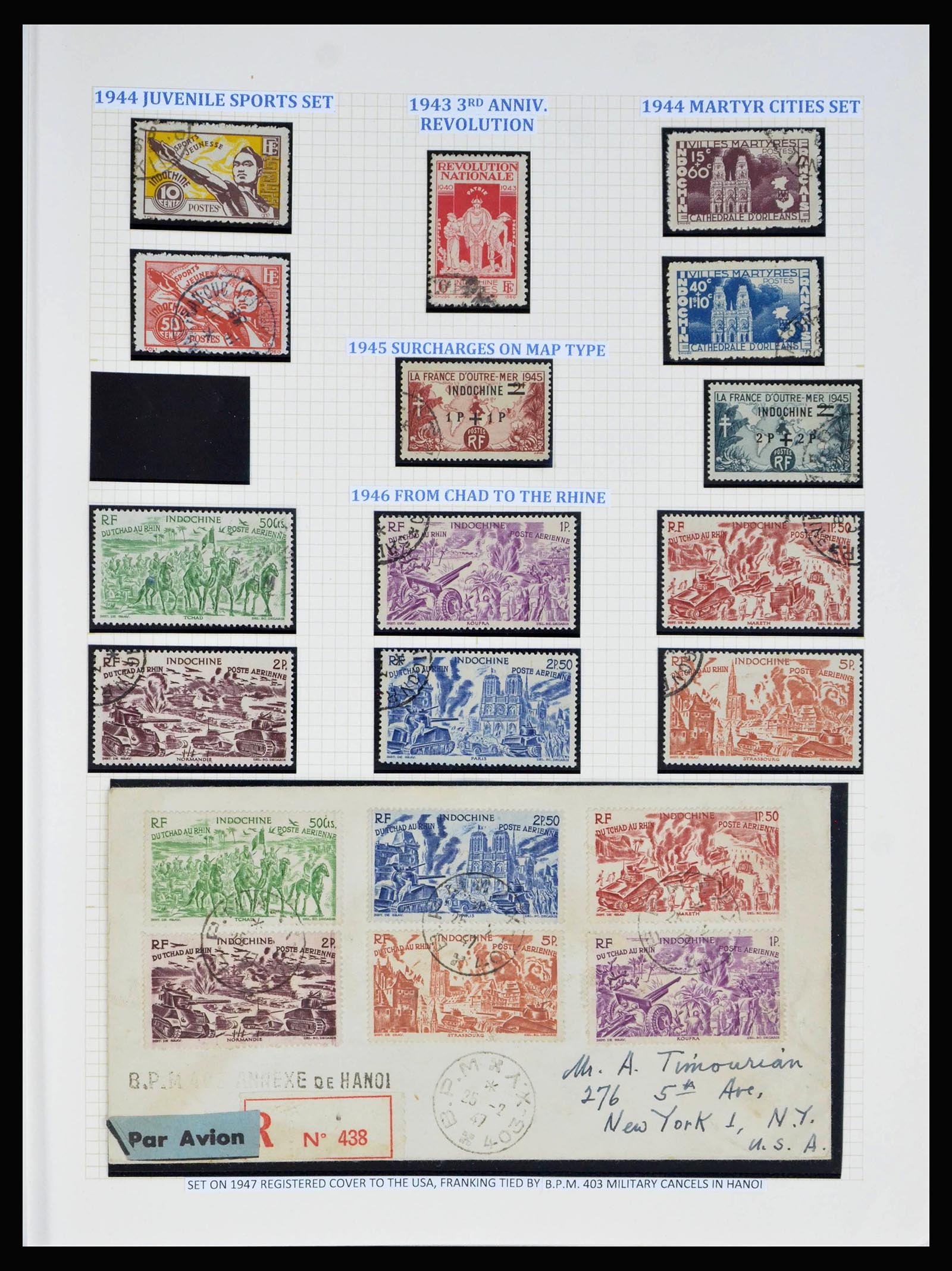 40074 0016 - Postzegelverzameling 40074 Frans Indochina 1892-1949.