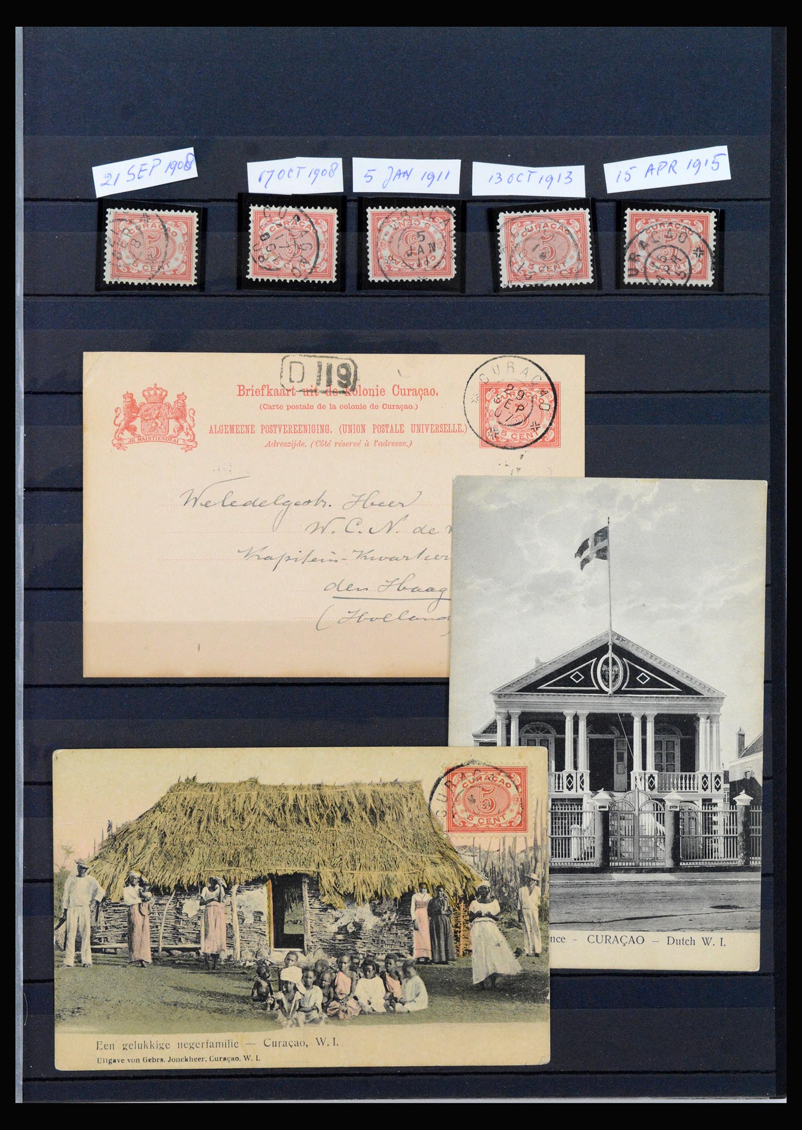 40097 0003 - Postzegelverzameling 40097 Curaçao stempels 1873-1980.