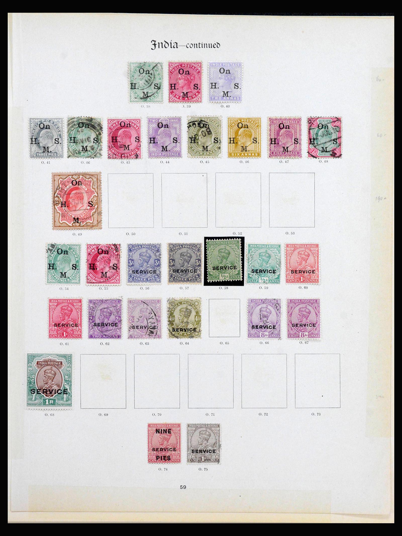 40114 0002 - Postzegelverzameling 40114 India dienst 1866-1930.