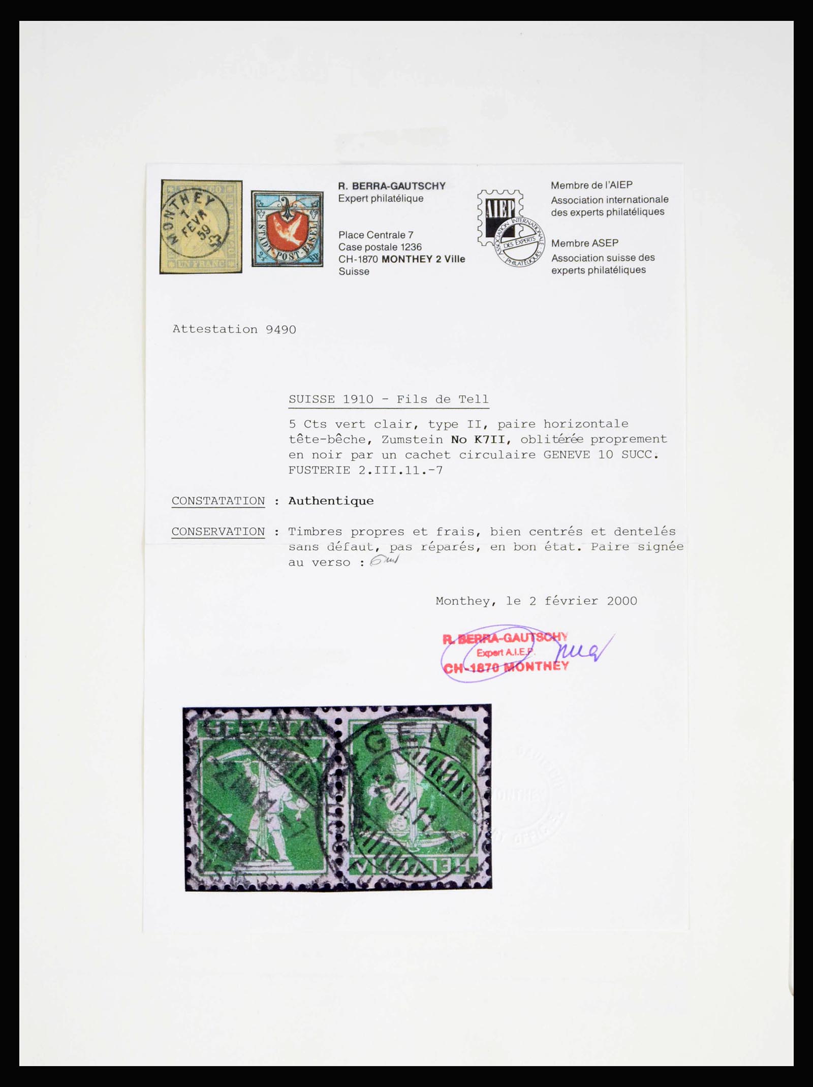 40115 0001 - Postzegelverzameling 40115 Zwitserland combinaties 1909-2000.