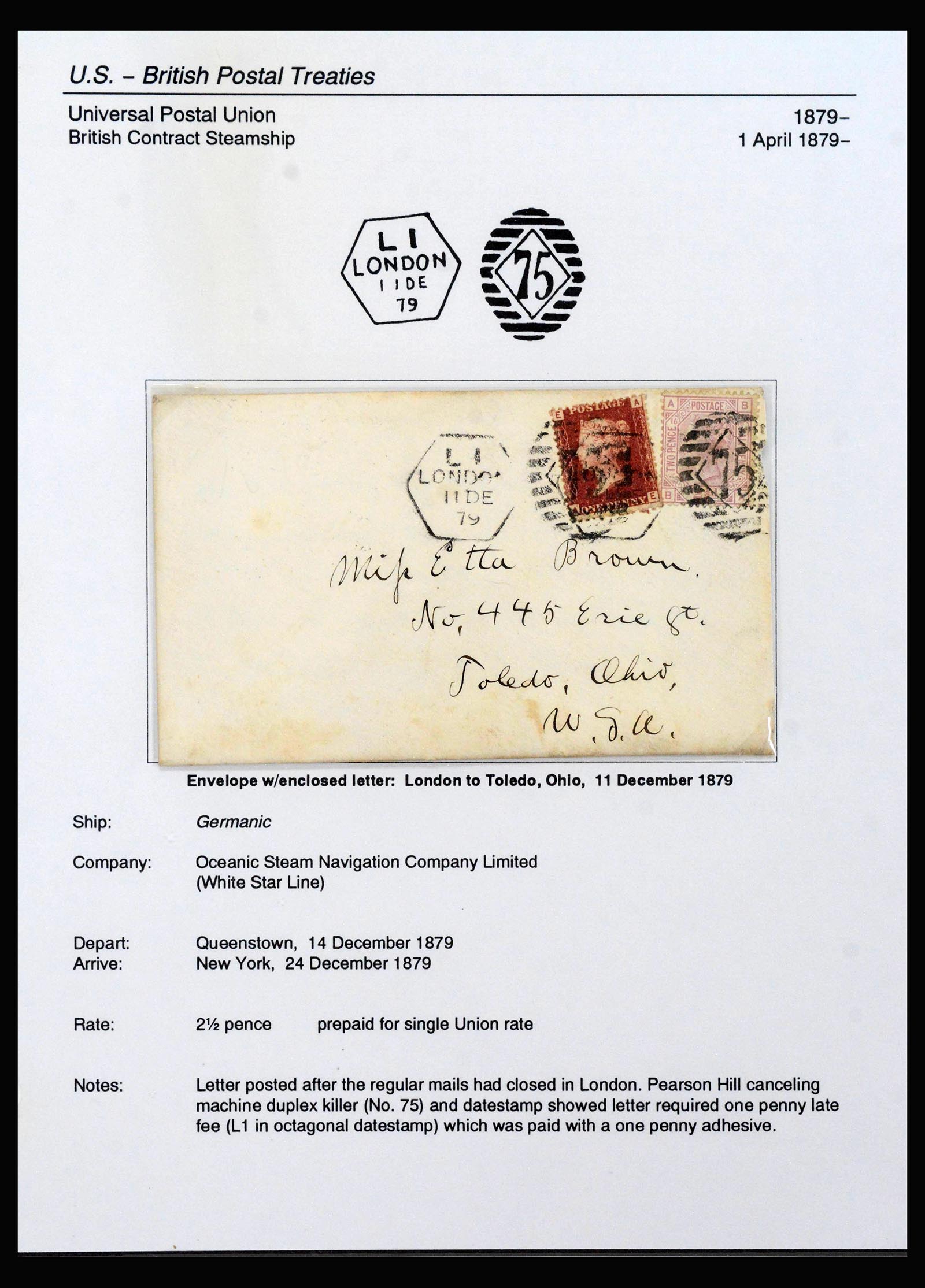 40131 0015 - Postzegelverzameling 40131 Engeland brieven 1838-1879.