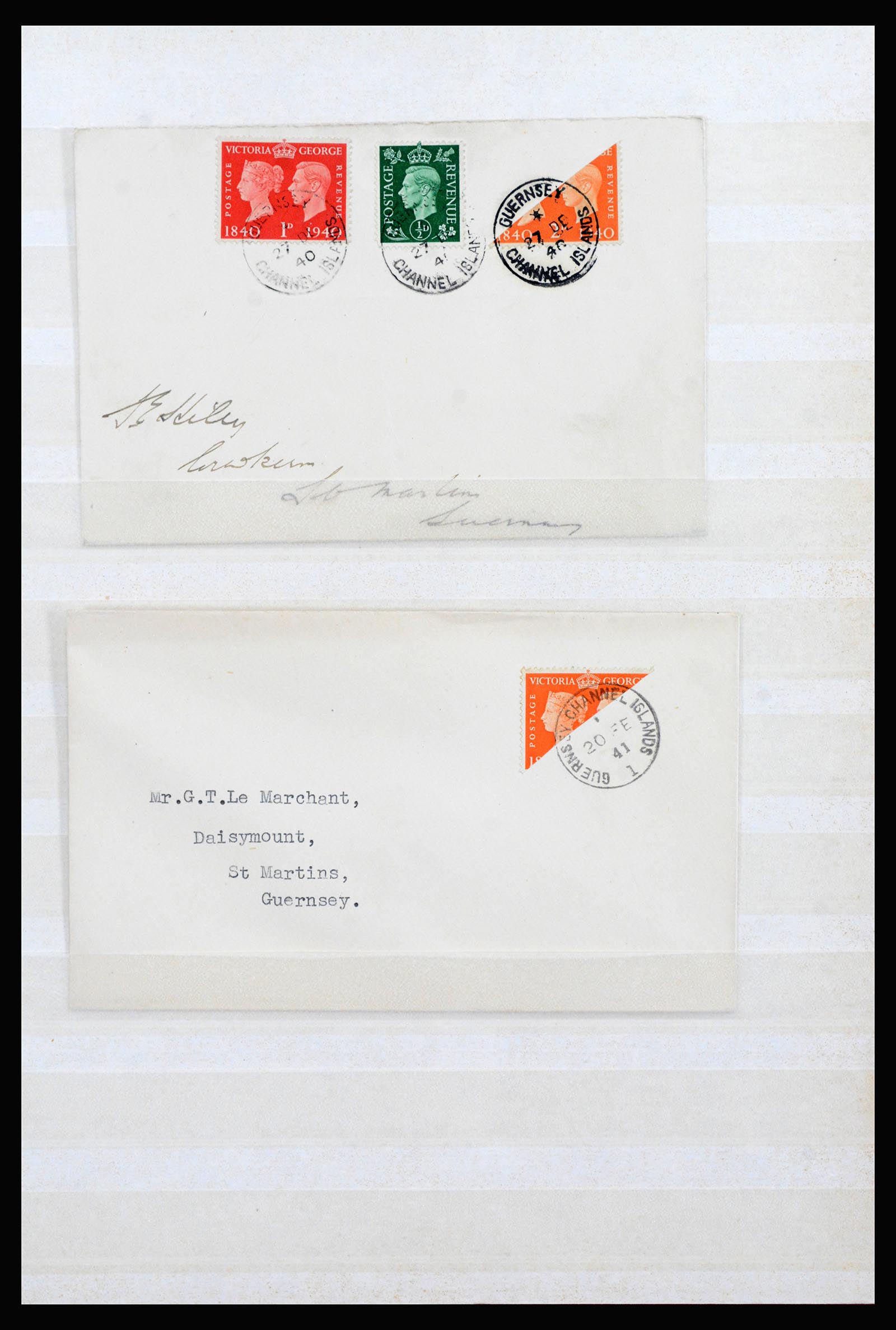 40167 0003 - Postzegelverzameling 40167 Guernsey en Jersey 1941-1942.