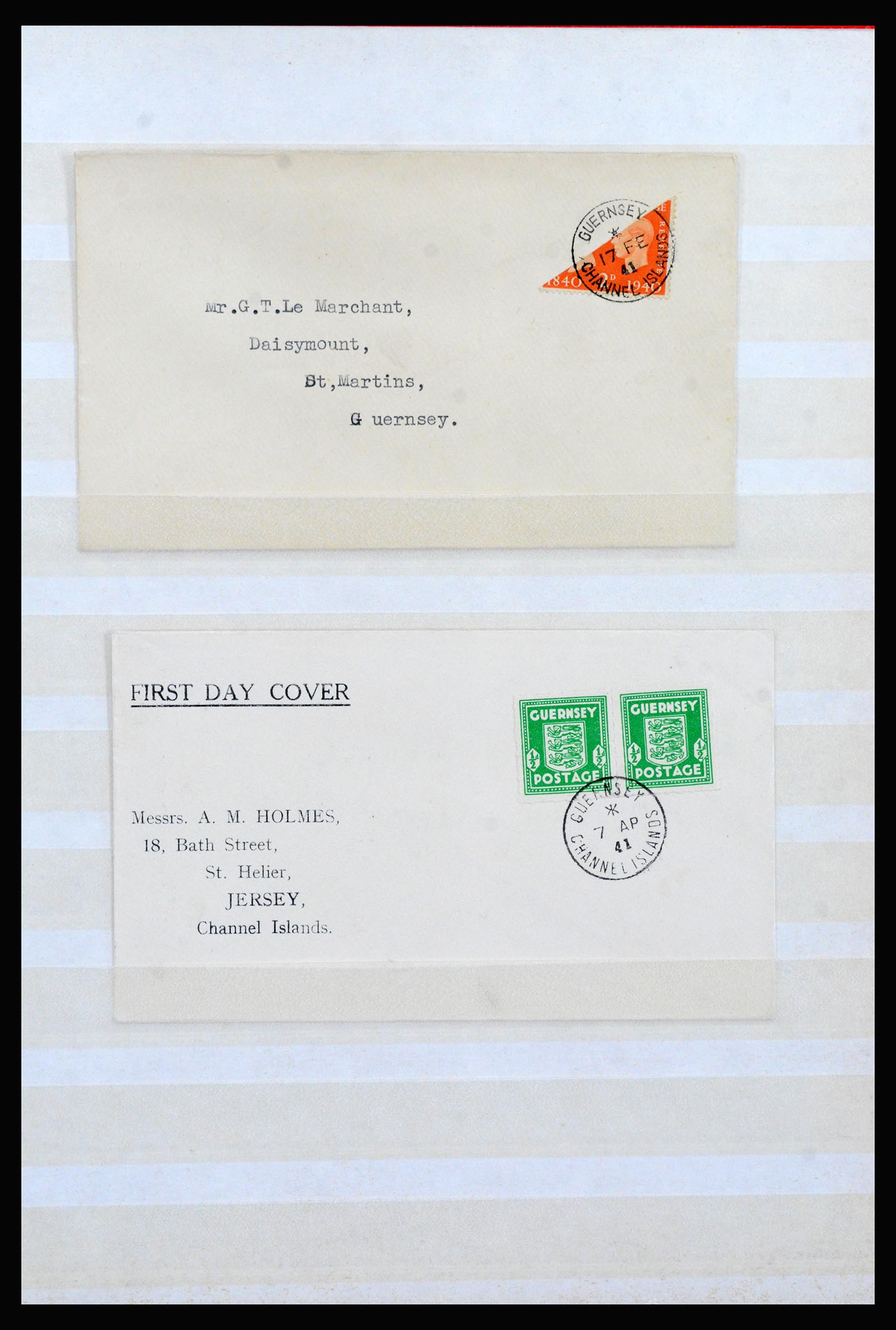 40167 0011 - Postzegelverzameling 40167 Guernsey en Jersey 1941-1942.