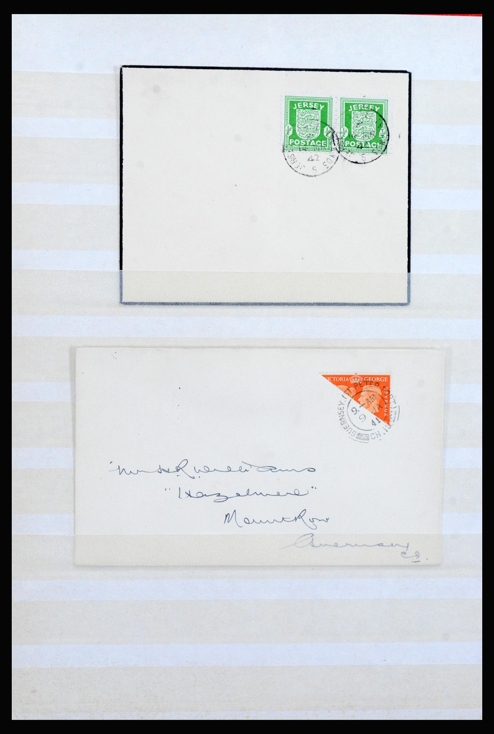 40167 0012 - Postzegelverzameling 40167 Guernsey en Jersey 1941-1942.