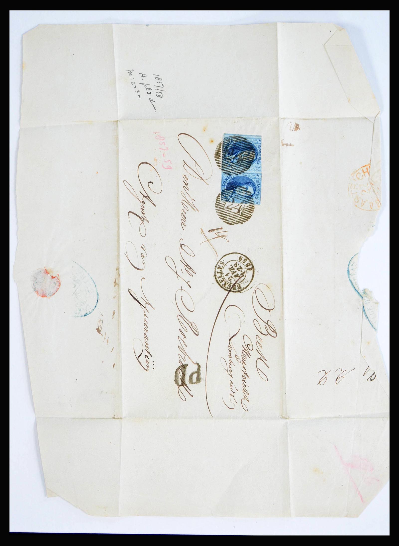 40189 0003 - Postzegelverzameling 40189 België klassieke brieven 1851-1863.