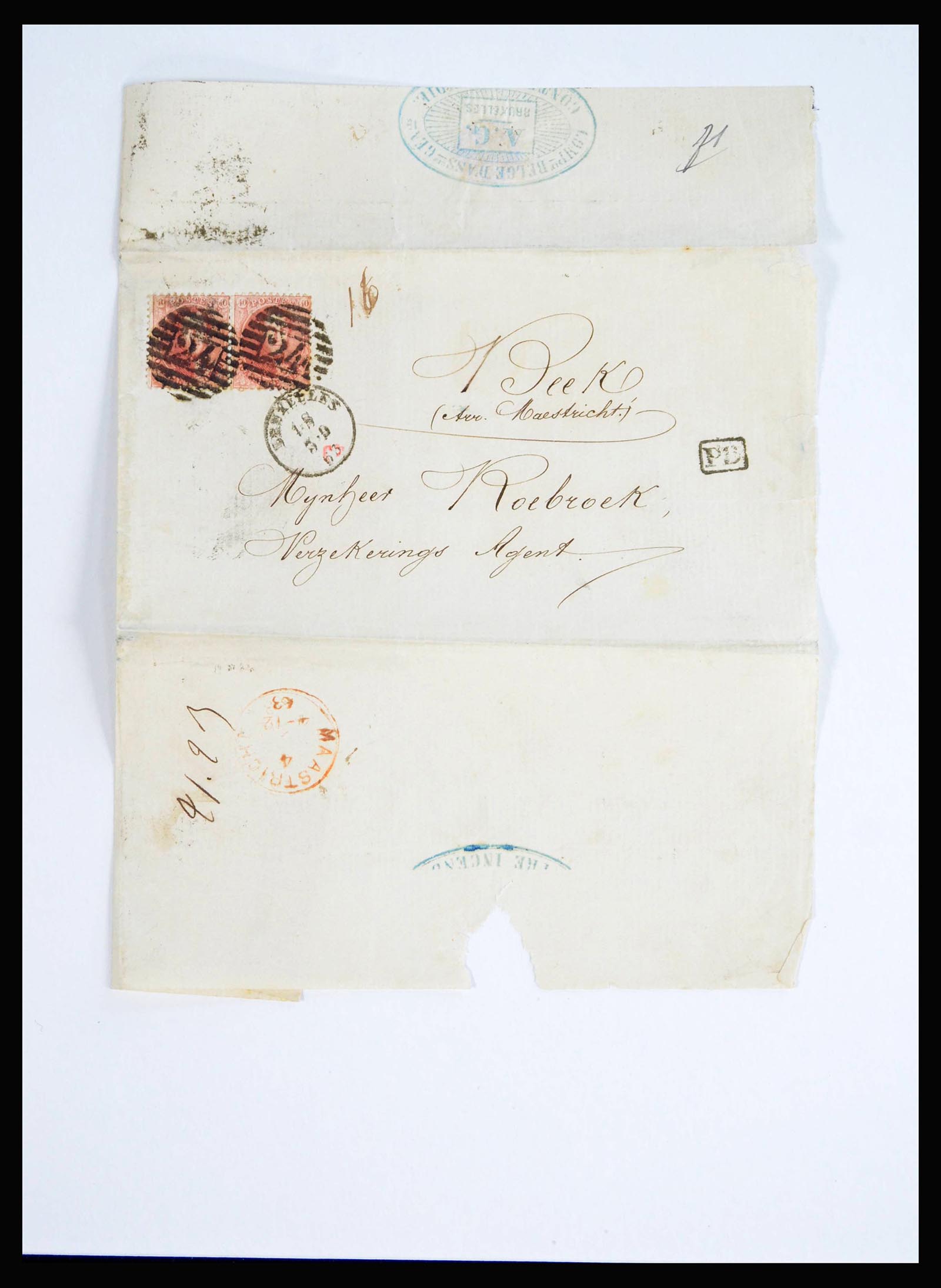 40189 0004 - Postzegelverzameling 40189 België klassieke brieven 1851-1863.
