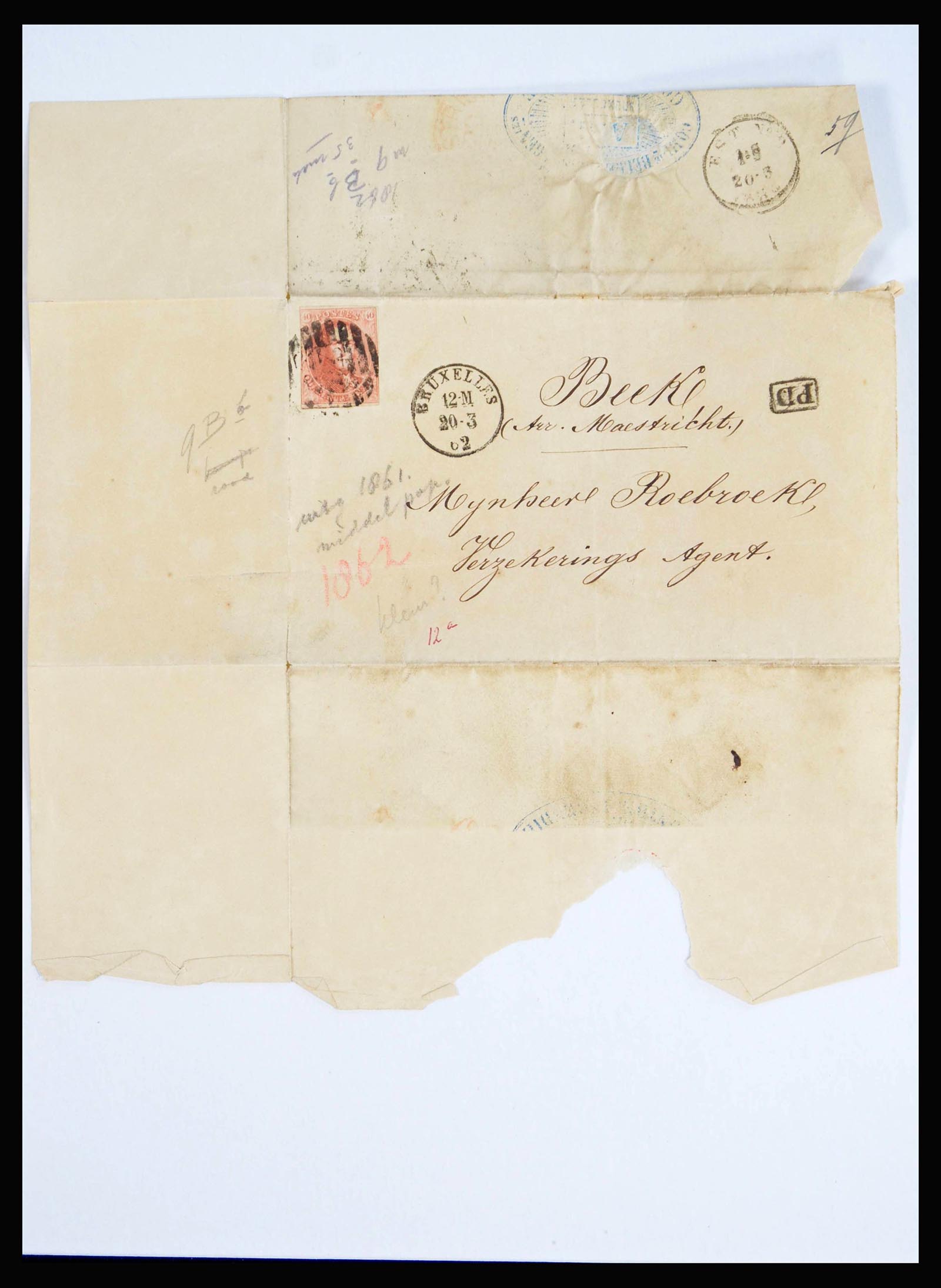 40189 0005 - Postzegelverzameling 40189 België klassieke brieven 1851-1863.