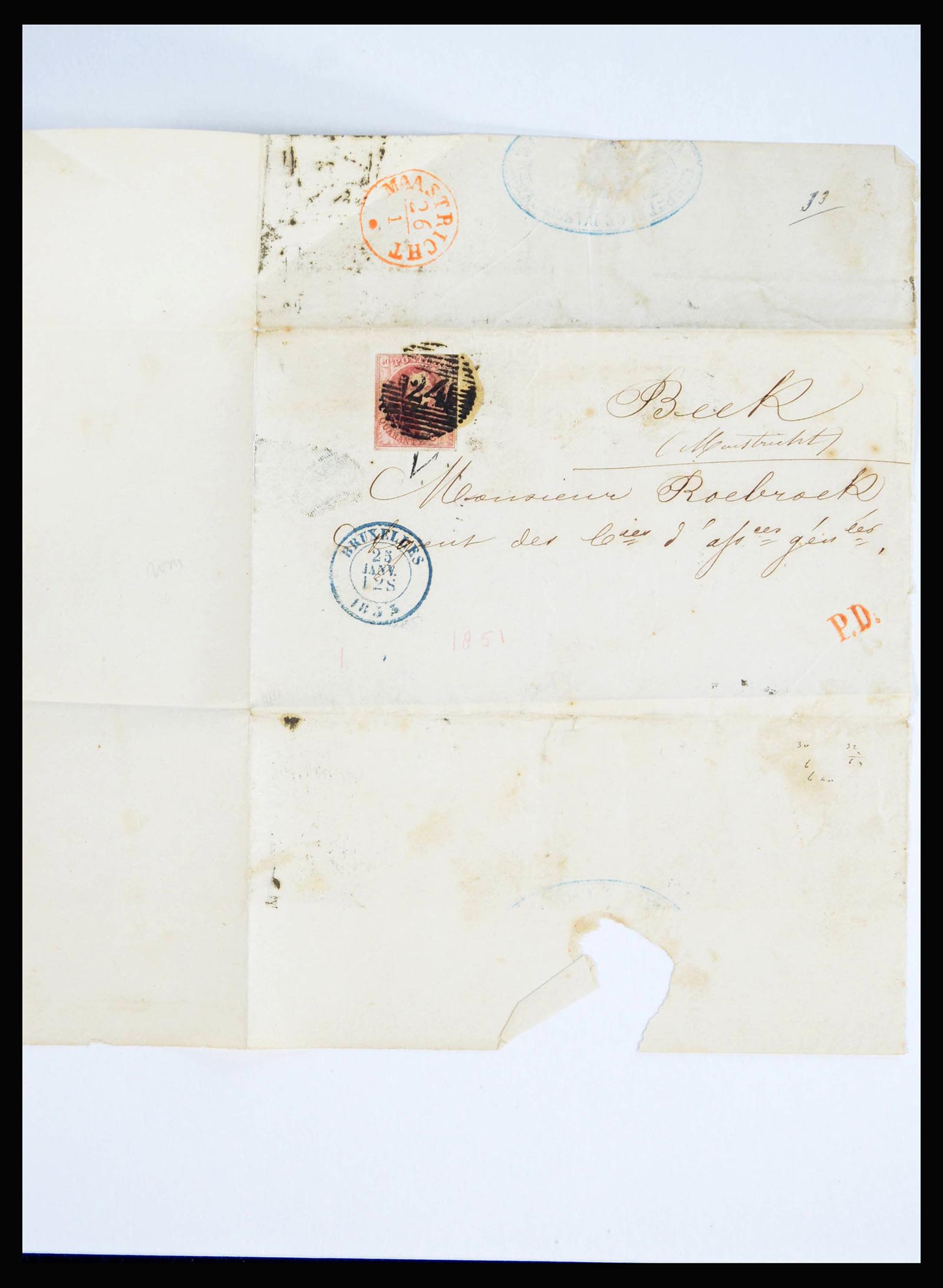 40189 0006 - Postzegelverzameling 40189 België klassieke brieven 1851-1863.