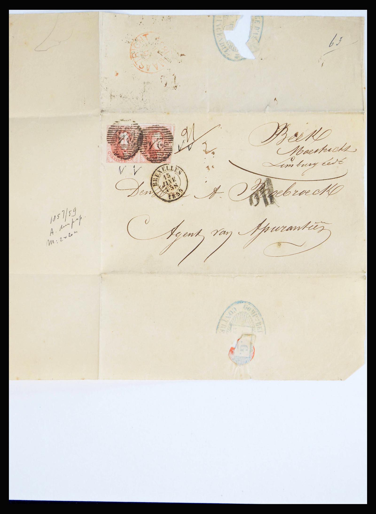 40189 0007 - Postzegelverzameling 40189 België klassieke brieven 1851-1863.