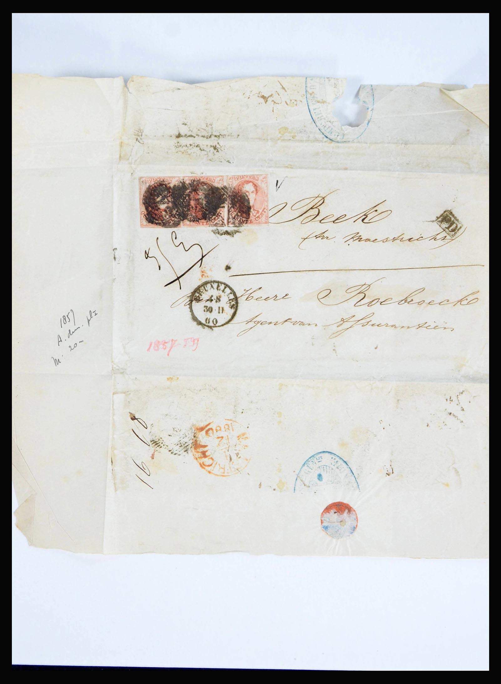 40189 0008 - Postzegelverzameling 40189 België klassieke brieven 1851-1863.