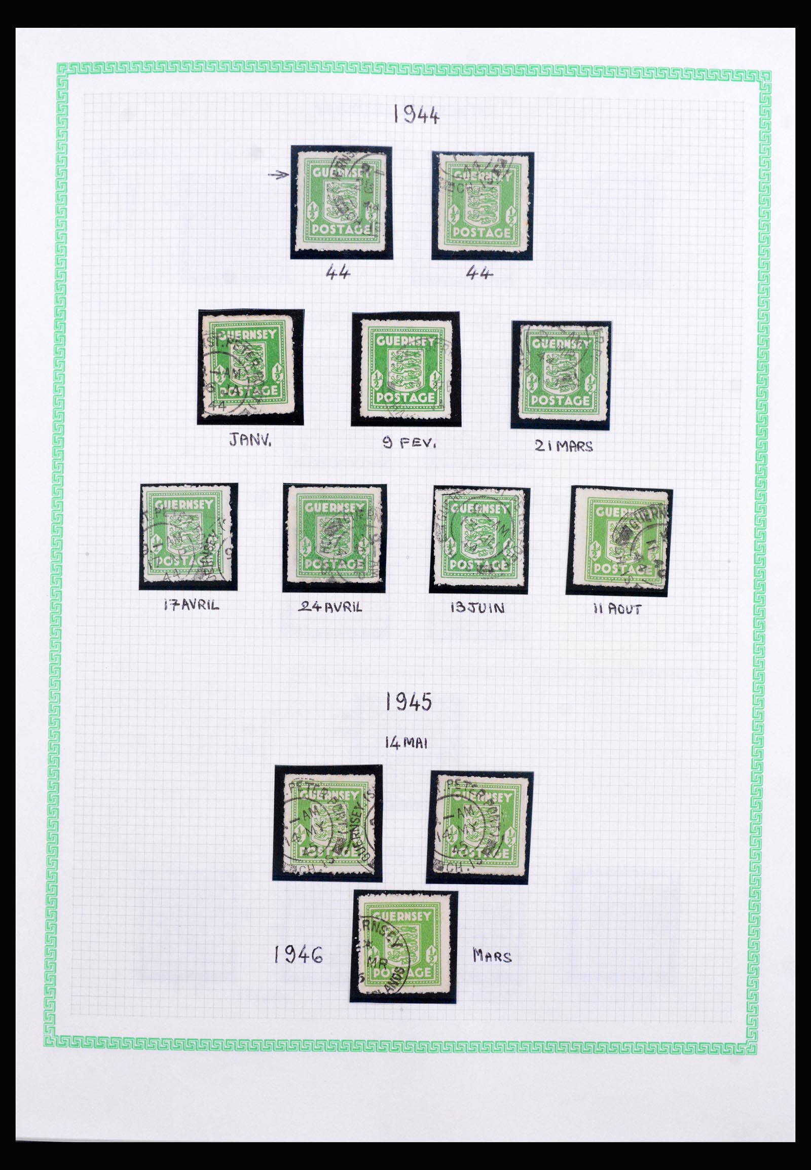 40207 0003 - Postzegelverzameling 40207 Guernsey 1941-1944.