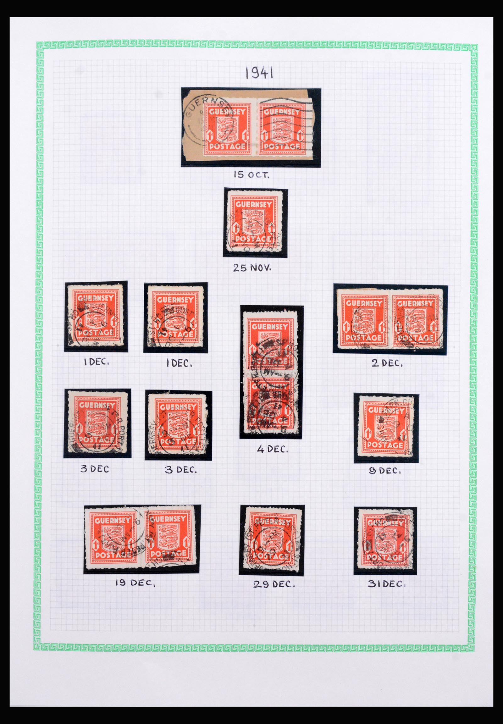 40207 0009 - Postzegelverzameling 40207 Guernsey 1941-1944.
