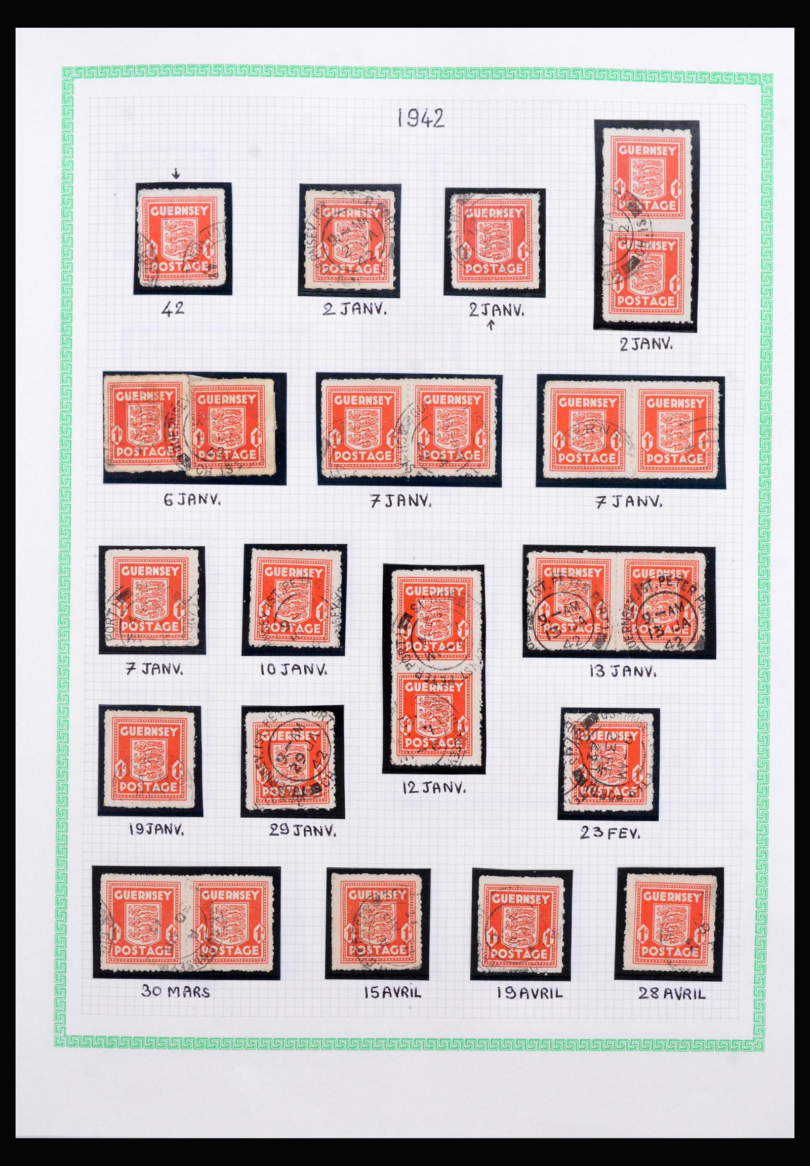 40207 0010 - Postzegelverzameling 40207 Guernsey 1941-1944.
