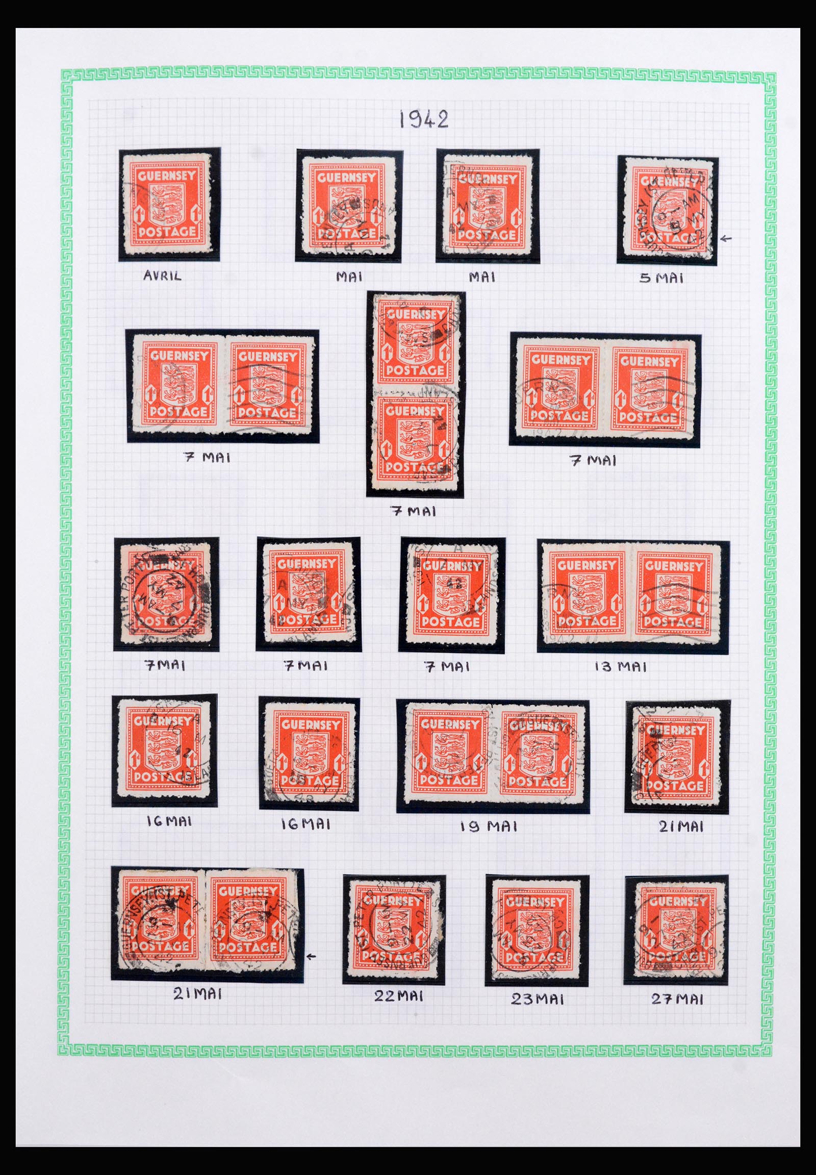 40207 0011 - Postzegelverzameling 40207 Guernsey 1941-1944.