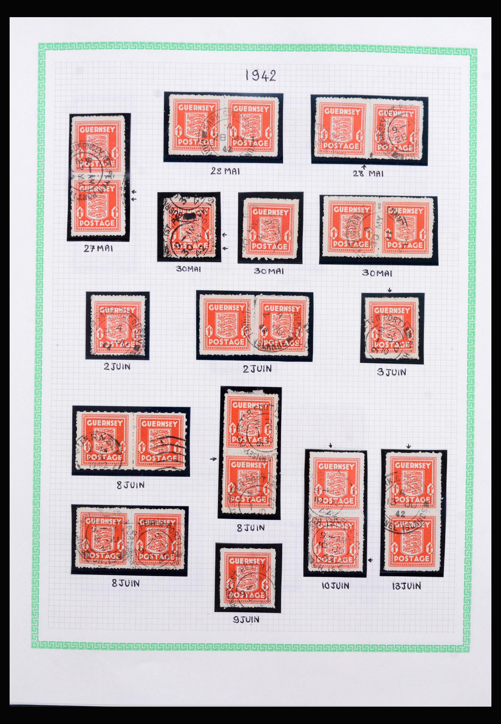 40207 0012 - Postzegelverzameling 40207 Guernsey 1941-1944.