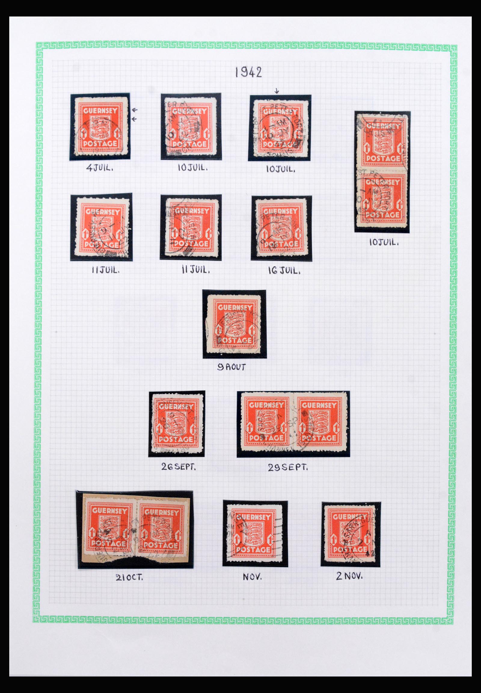 40207 0013 - Postzegelverzameling 40207 Guernsey 1941-1944.