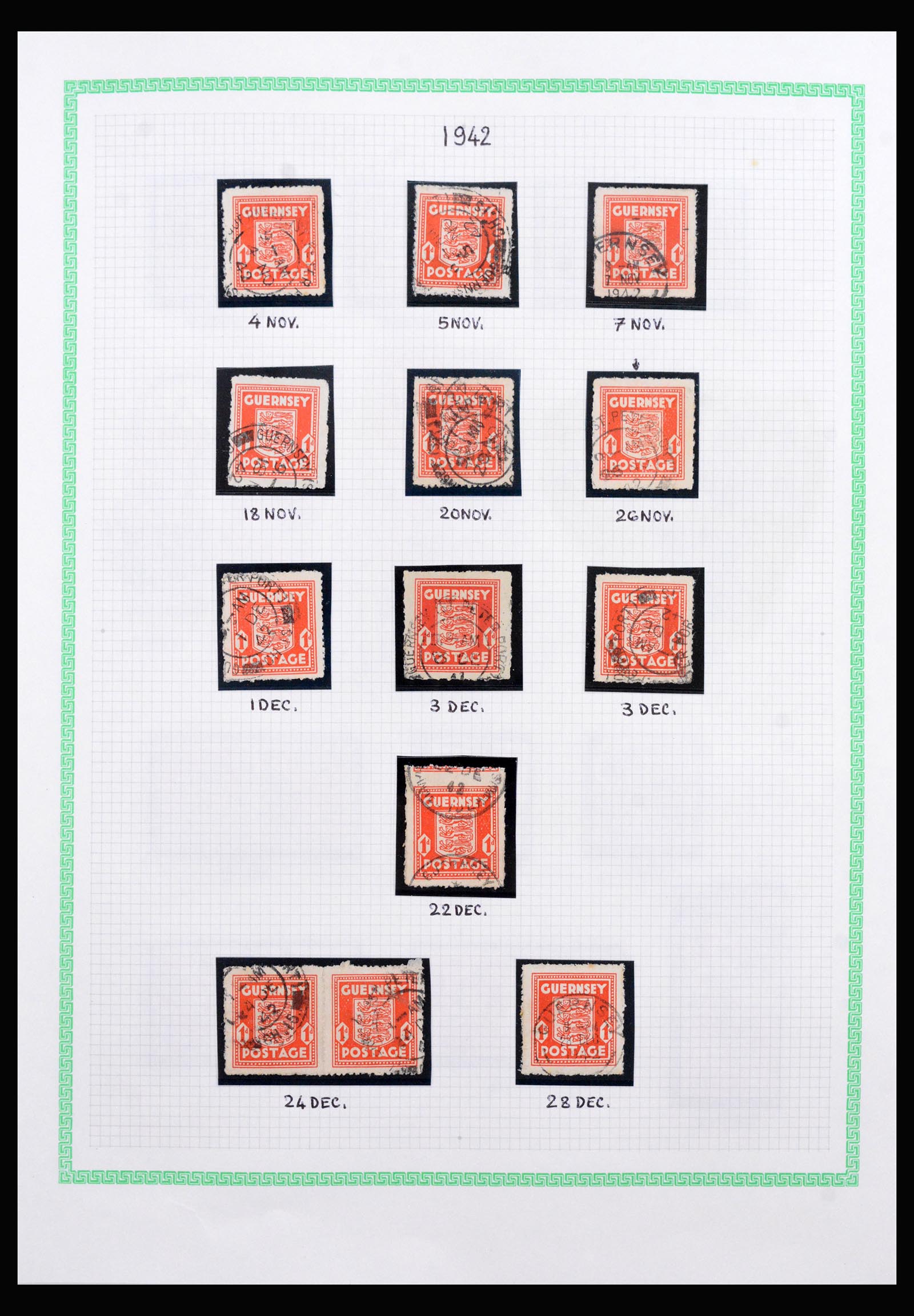 40207 0014 - Postzegelverzameling 40207 Guernsey 1941-1944.