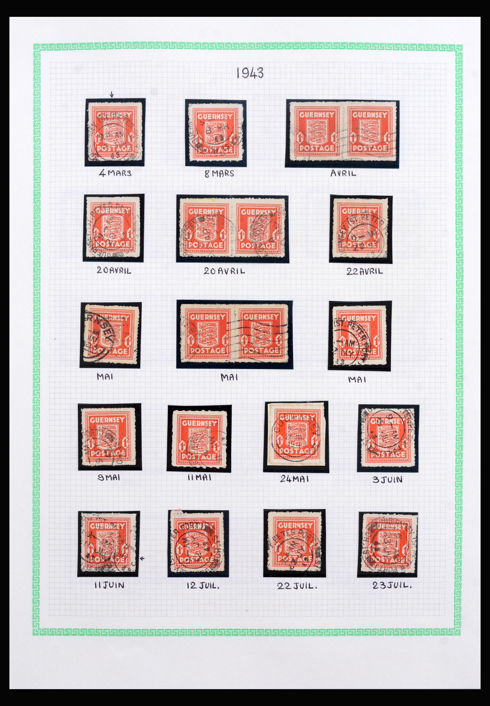 40207 0016 - Postzegelverzameling 40207 Guernsey 1941-1944.