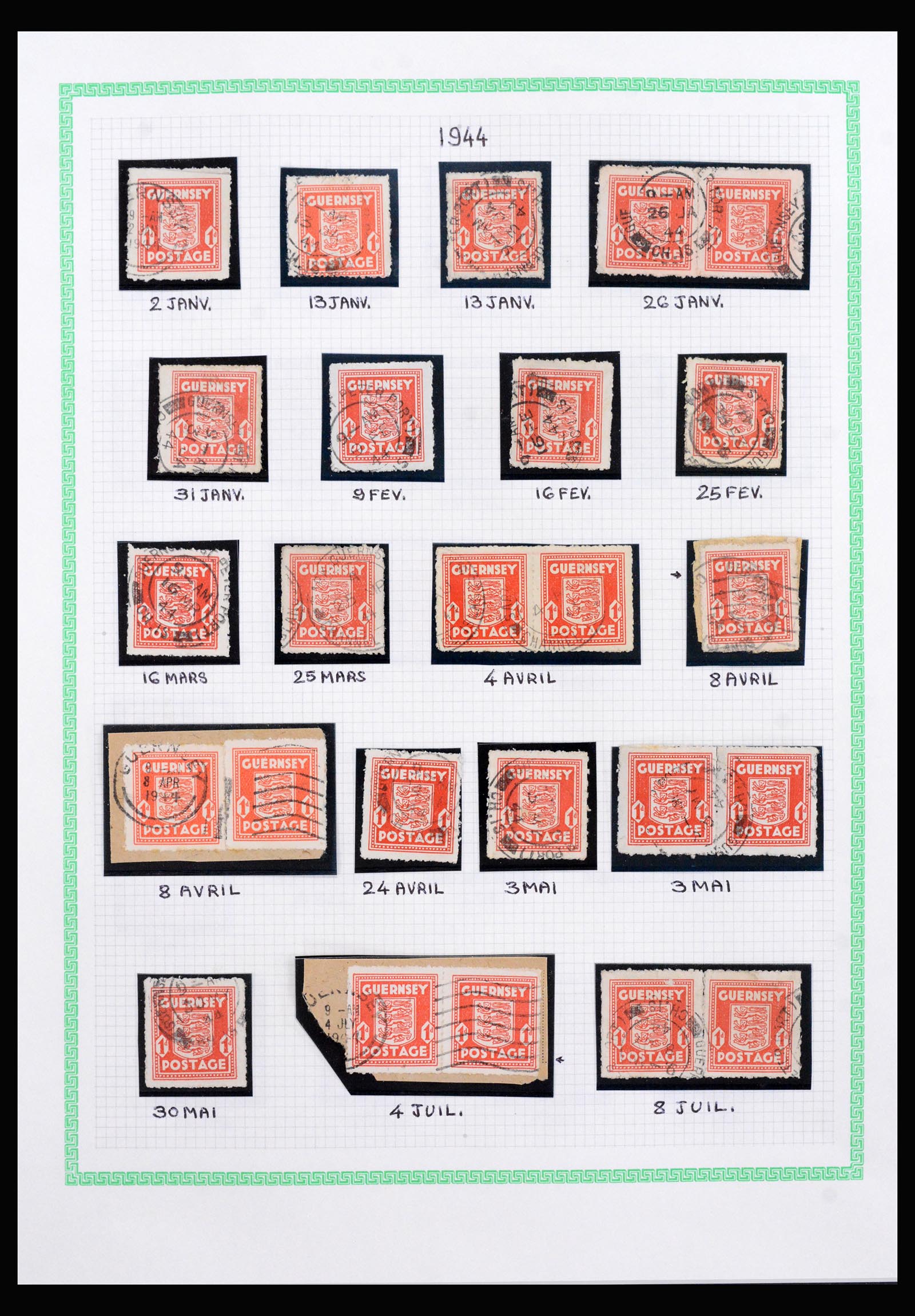 40207 0018 - Postzegelverzameling 40207 Guernsey 1941-1944.