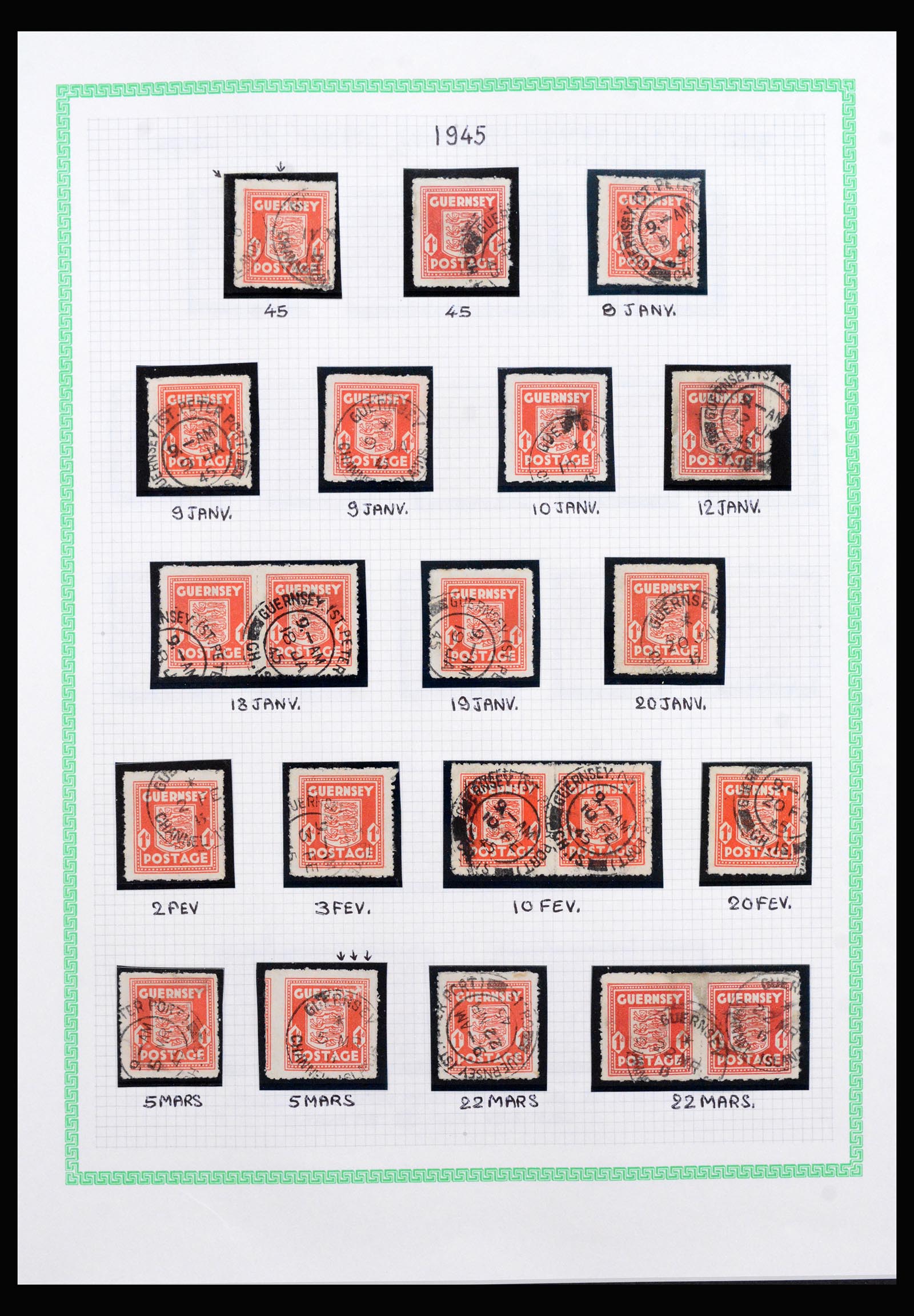 40207 0020 - Postzegelverzameling 40207 Guernsey 1941-1944.