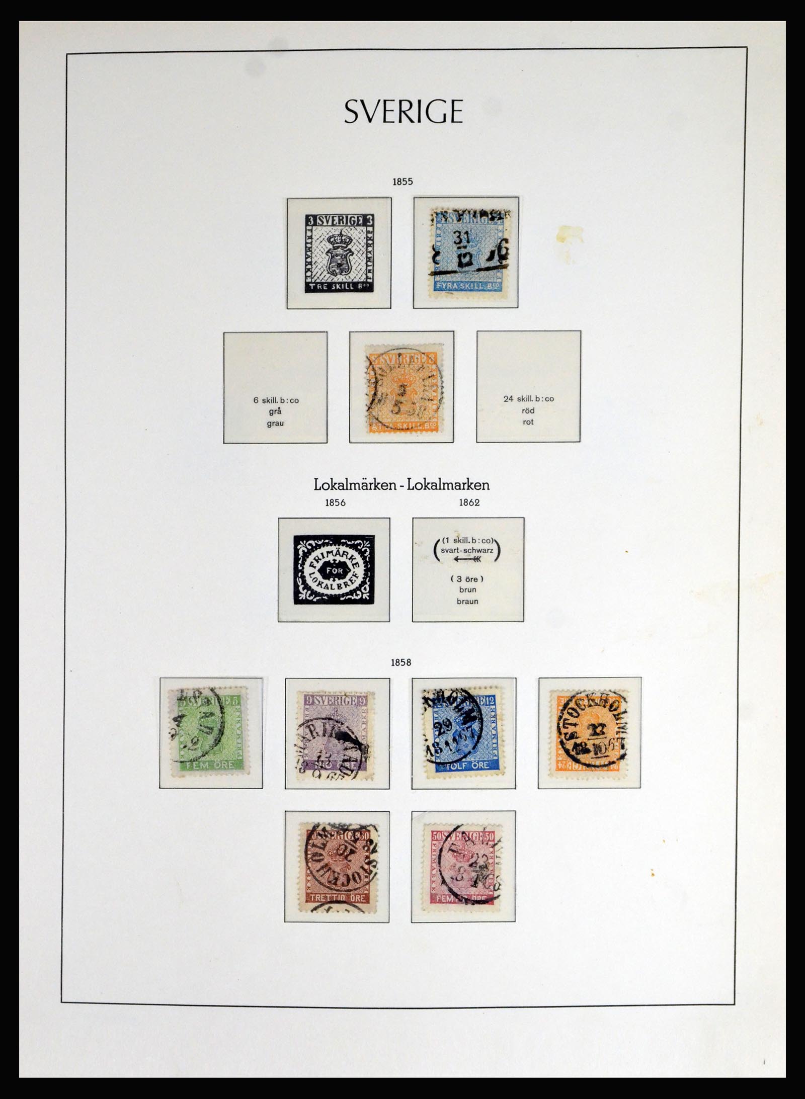 40266 0001 - Postzegel verzameling 40266 Zweden 1855-1959.
