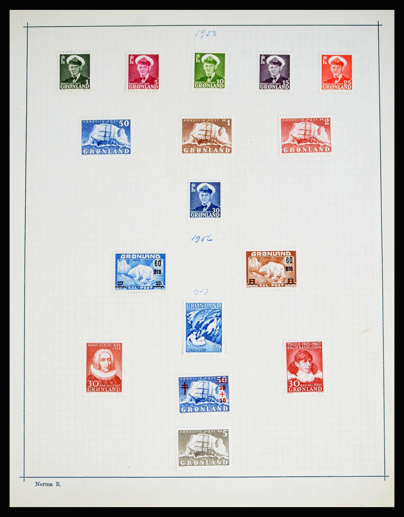 40272 0005 - Stamp collection 40272 Greenland complete 1905-1956. 40272 0005 - Stamp collection 40272 Greenland complete 1905-1956.