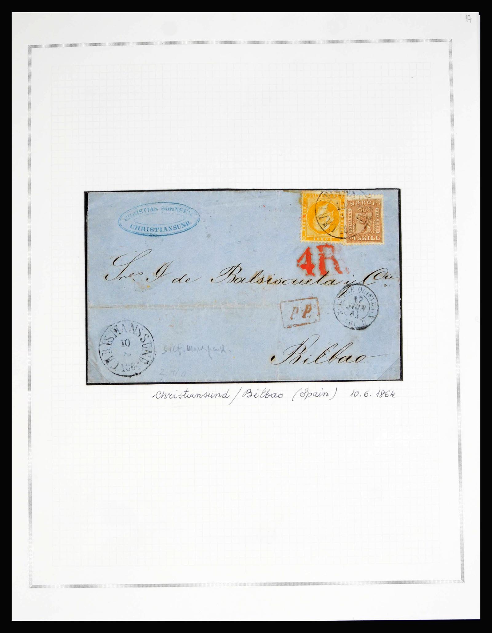 40274 0001 - Postzegelverzameling 40274 Noorwegen klassieke brieven 1857-1864. 40274 0001 - Postzegelverzameling 40274 Noorwegen klassieke brieven 1857-1864.