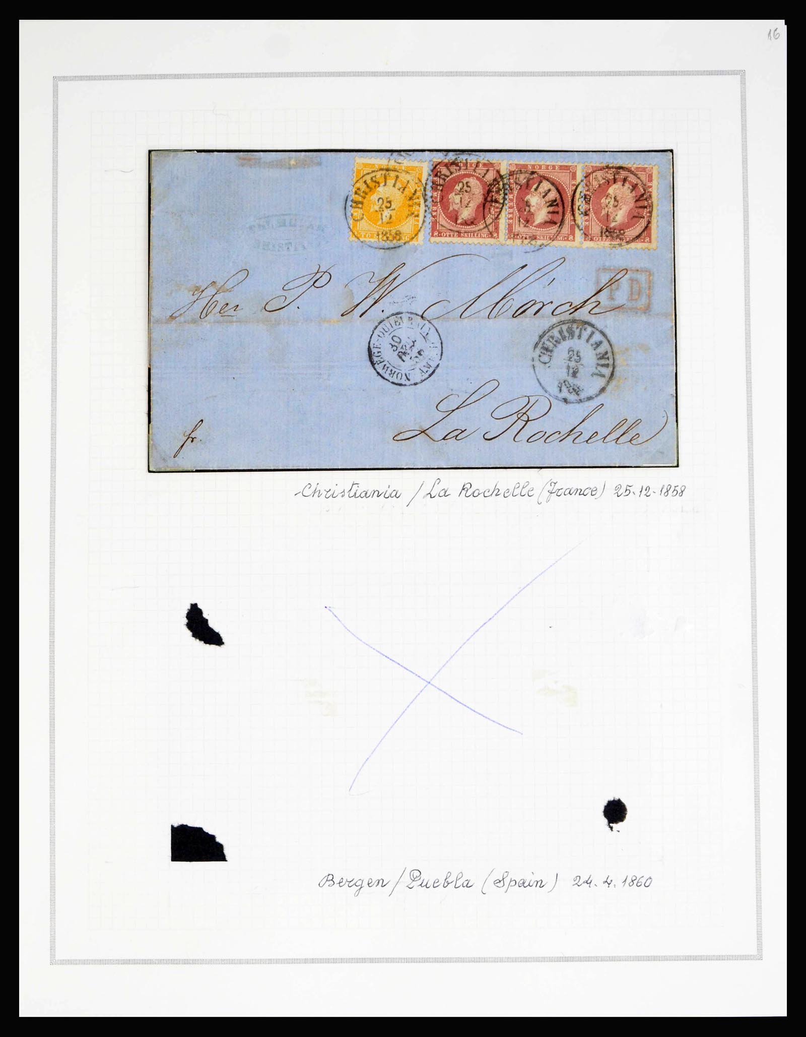 40274 0002 - Postzegelverzameling 40274 Noorwegen klassieke brieven 1857-1864. 40274 0002 - Postzegelverzameling 40274 Noorwegen klassieke brieven 1857-1864.