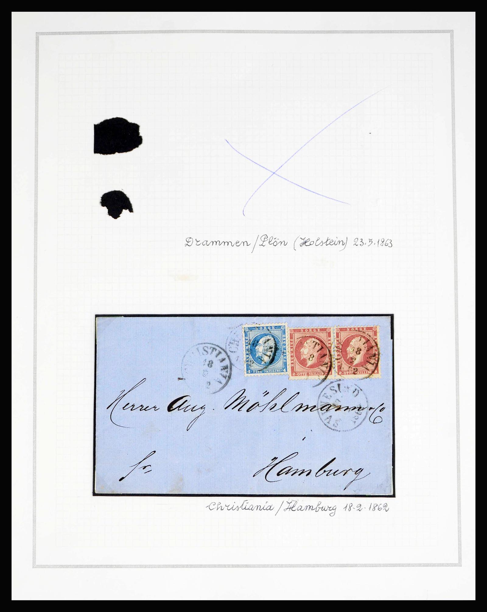 40274 0004 - Postzegelverzameling 40274 Noorwegen klassieke brieven 1857-1864. 40274 0004 - Postzegelverzameling 40274 Noorwegen klassieke brieven 1857-1864.