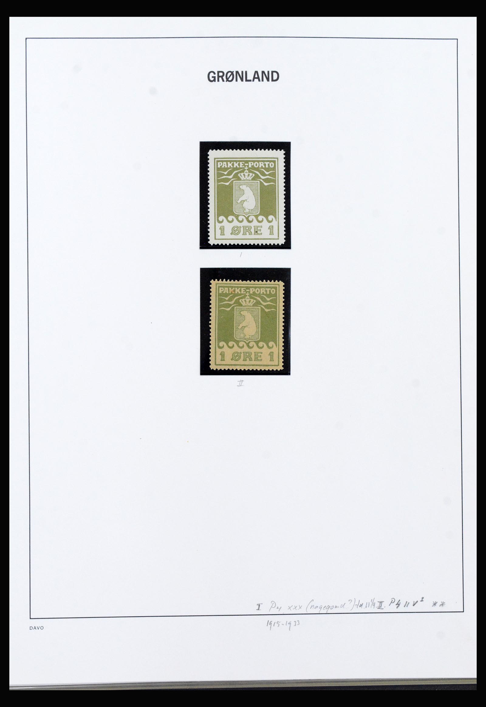 40301 0001 - Postzegel verzameling 40301 Groenland Pakke Porto 1905-1937.