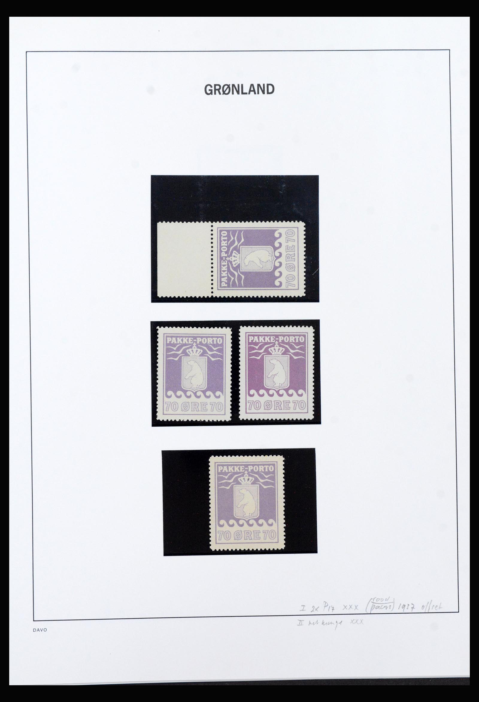 40301 0015 - Postzegel verzameling 40301 Groenland Pakke Porto 1905-1937.