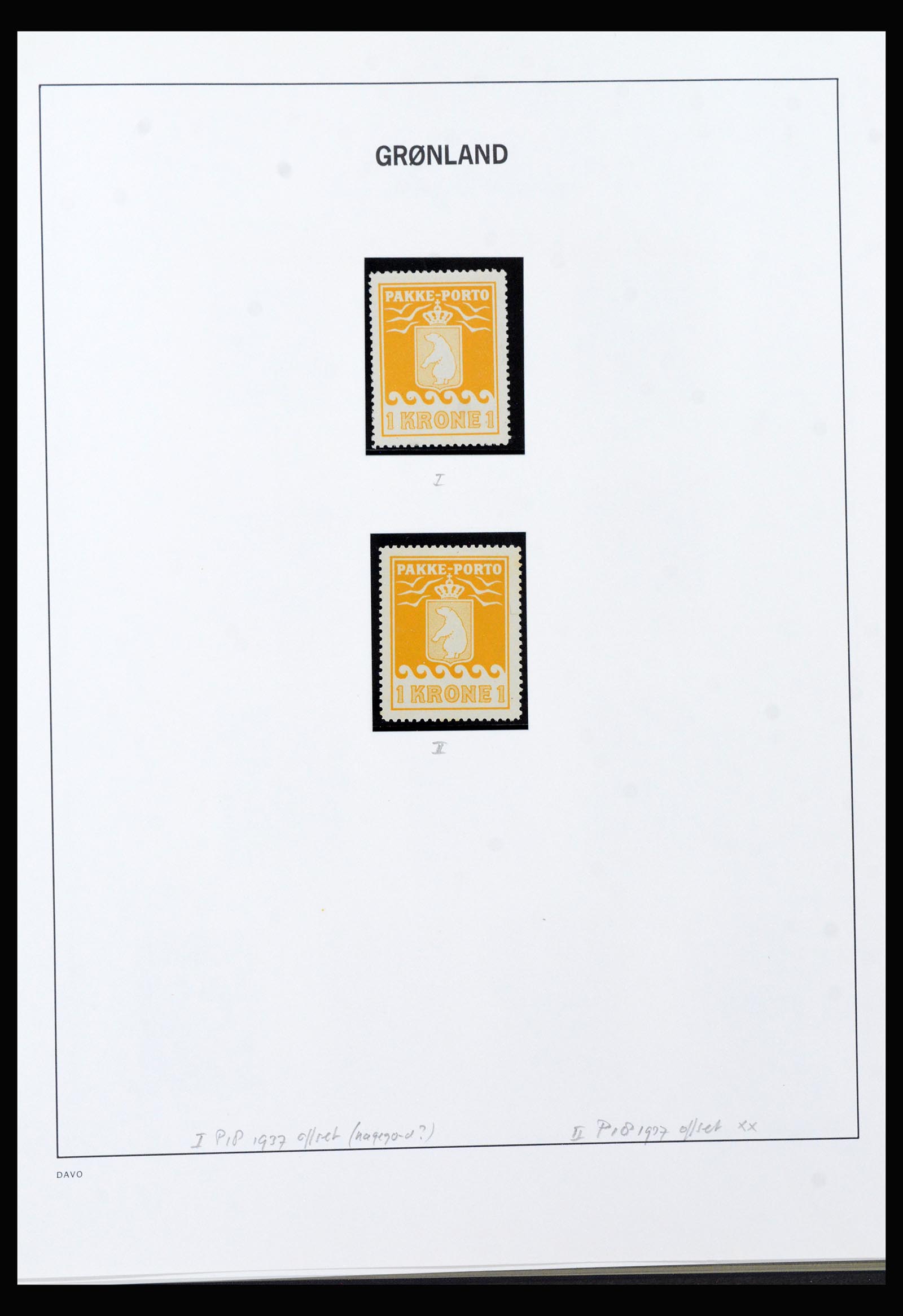 40301 0016 - Postzegel verzameling 40301 Groenland Pakke Porto 1905-1937.