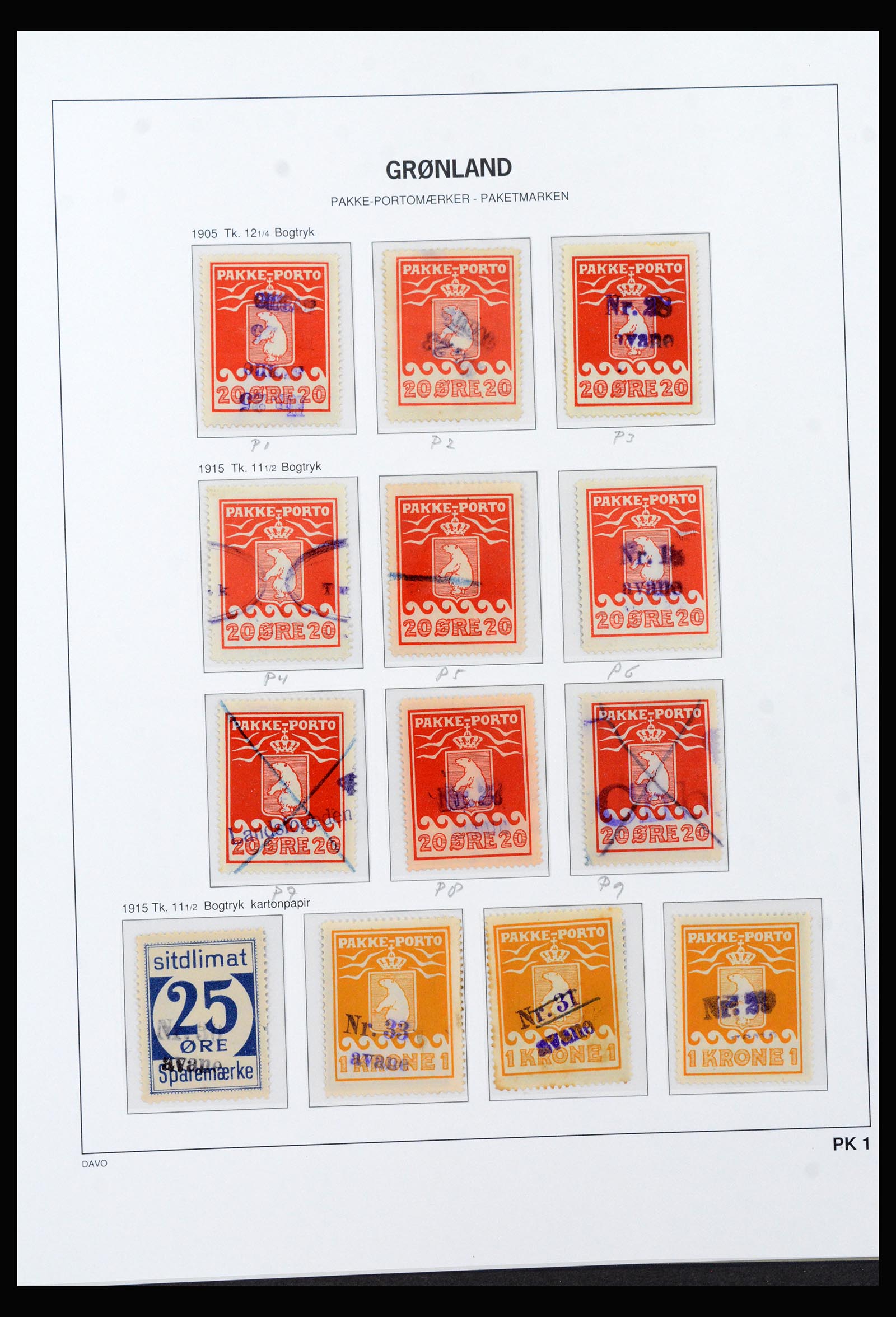 40301 0017 - Postzegel verzameling 40301 Groenland Pakke Porto 1905-1937.