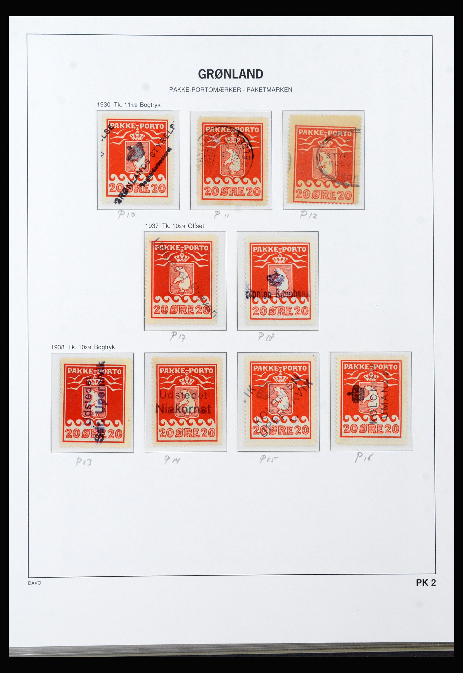 40301 0018 - Postzegel verzameling 40301 Groenland Pakke Porto 1905-1937.