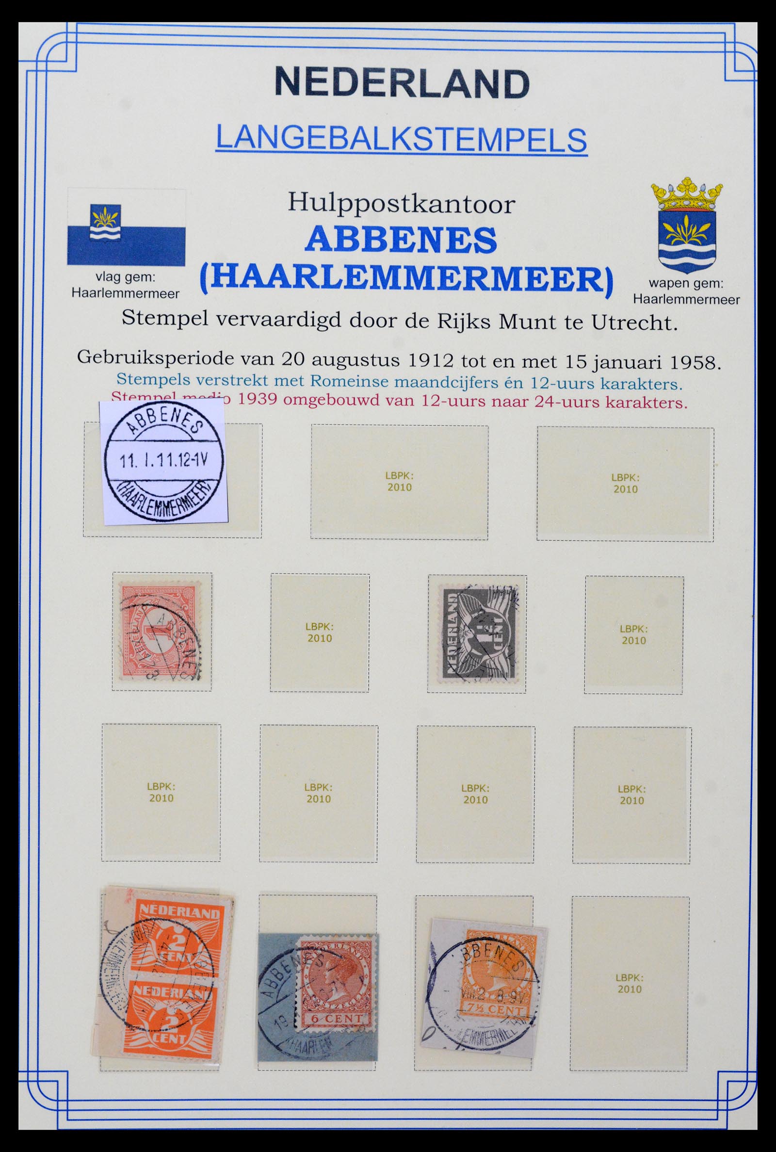 40345 0013 - Postzegel verzameling 40345 Nederland stempels 1900-1935.