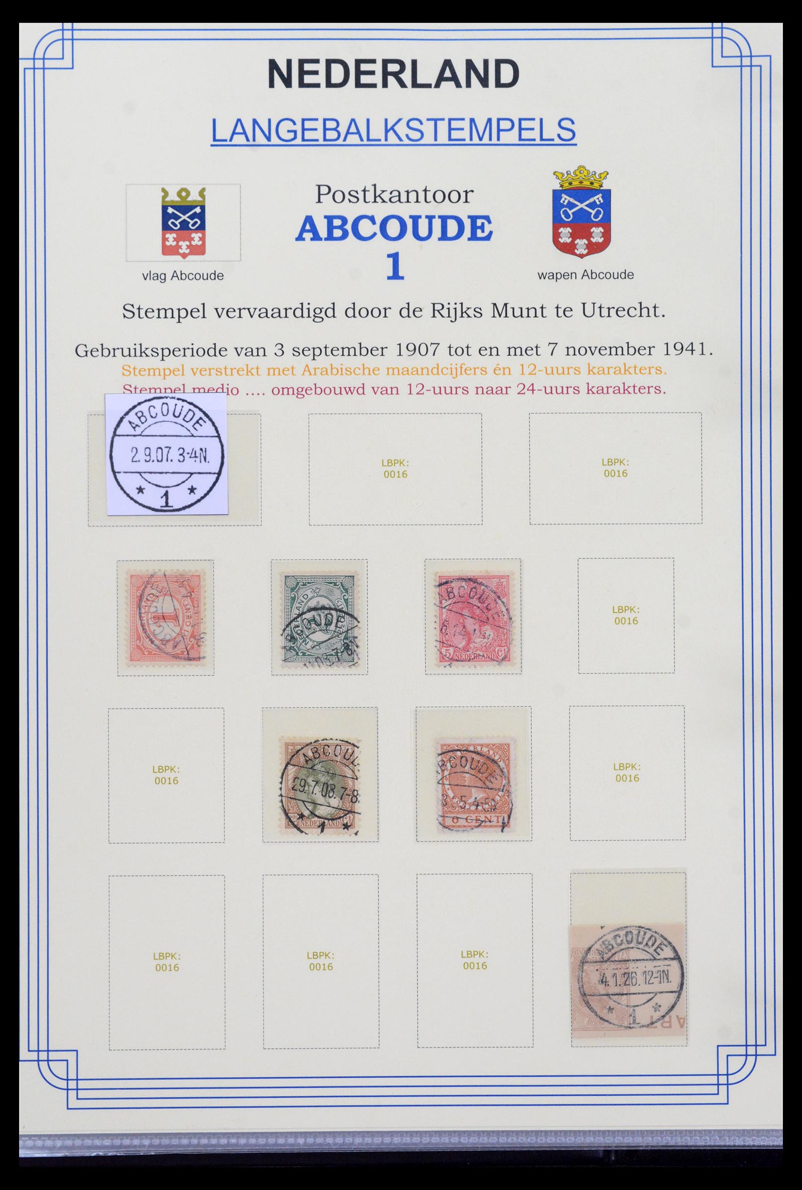 40345 0014 - Postzegel verzameling 40345 Nederland stempels 1900-1935.