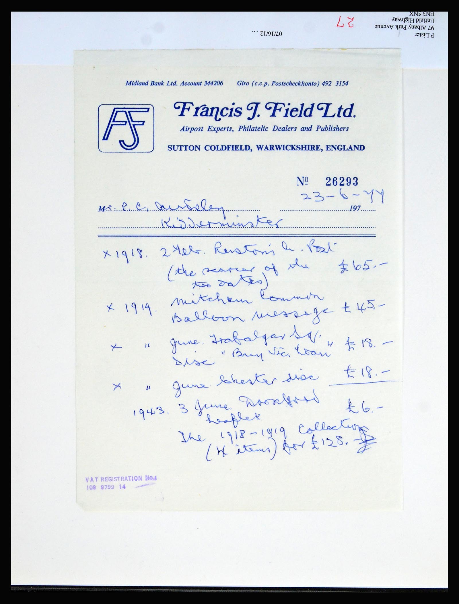 40363 0010 - Postzegel verzameling 40363 Engeland luchtpost 1911-1933.