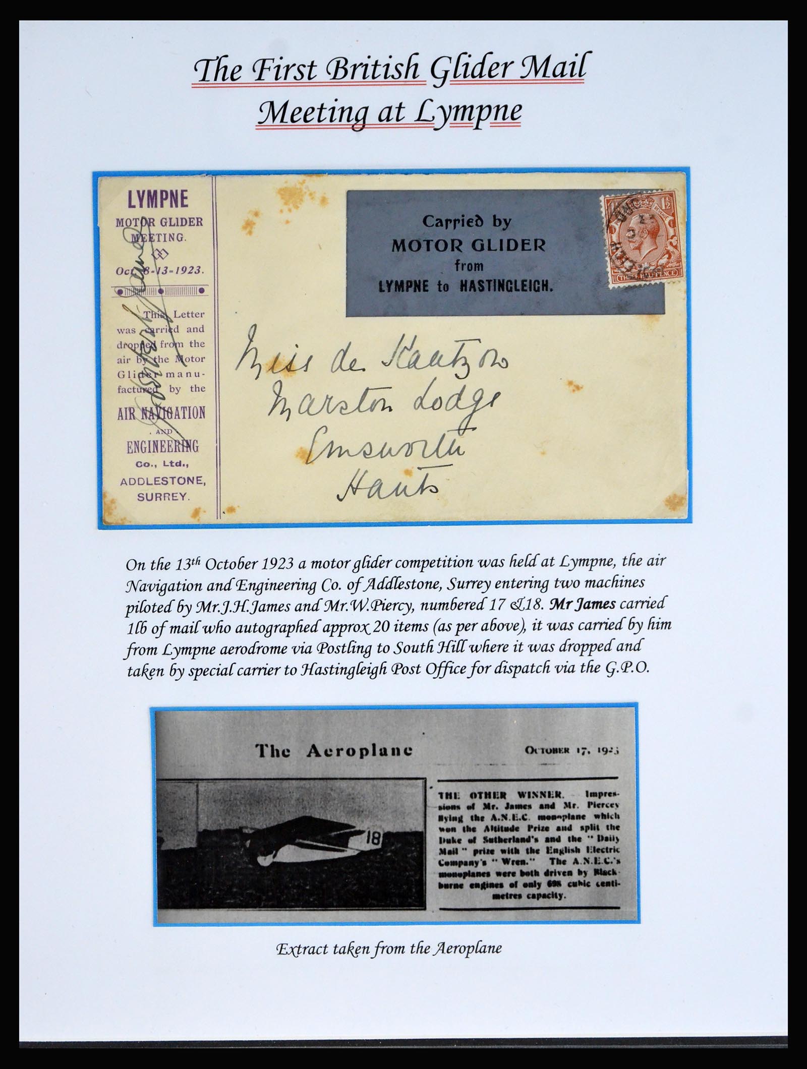 40363 0015 - Postzegel verzameling 40363 Engeland luchtpost 1911-1933.