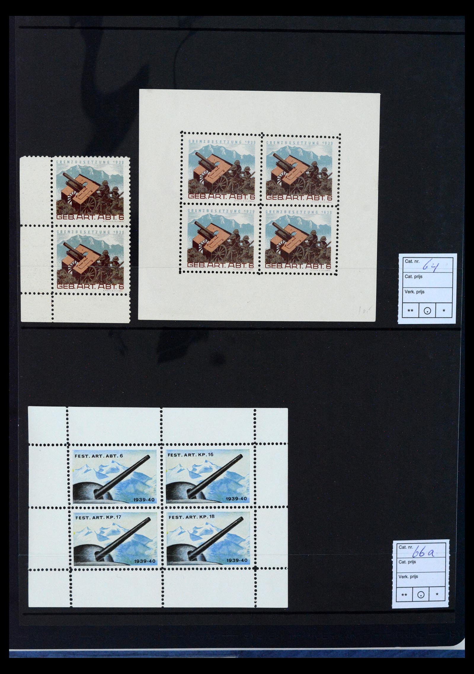 40392 0001 - Postzegel verzameling 40392 Zwitserland soldatenzegels 1939-1945.