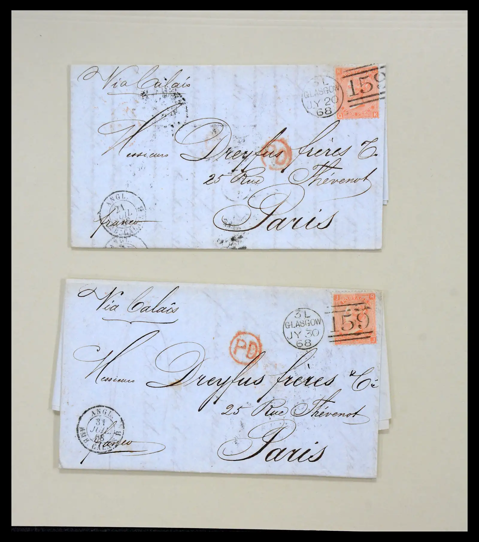 40434 0005 - Stamp collection 40434 Great Britain covers 1868-1869.