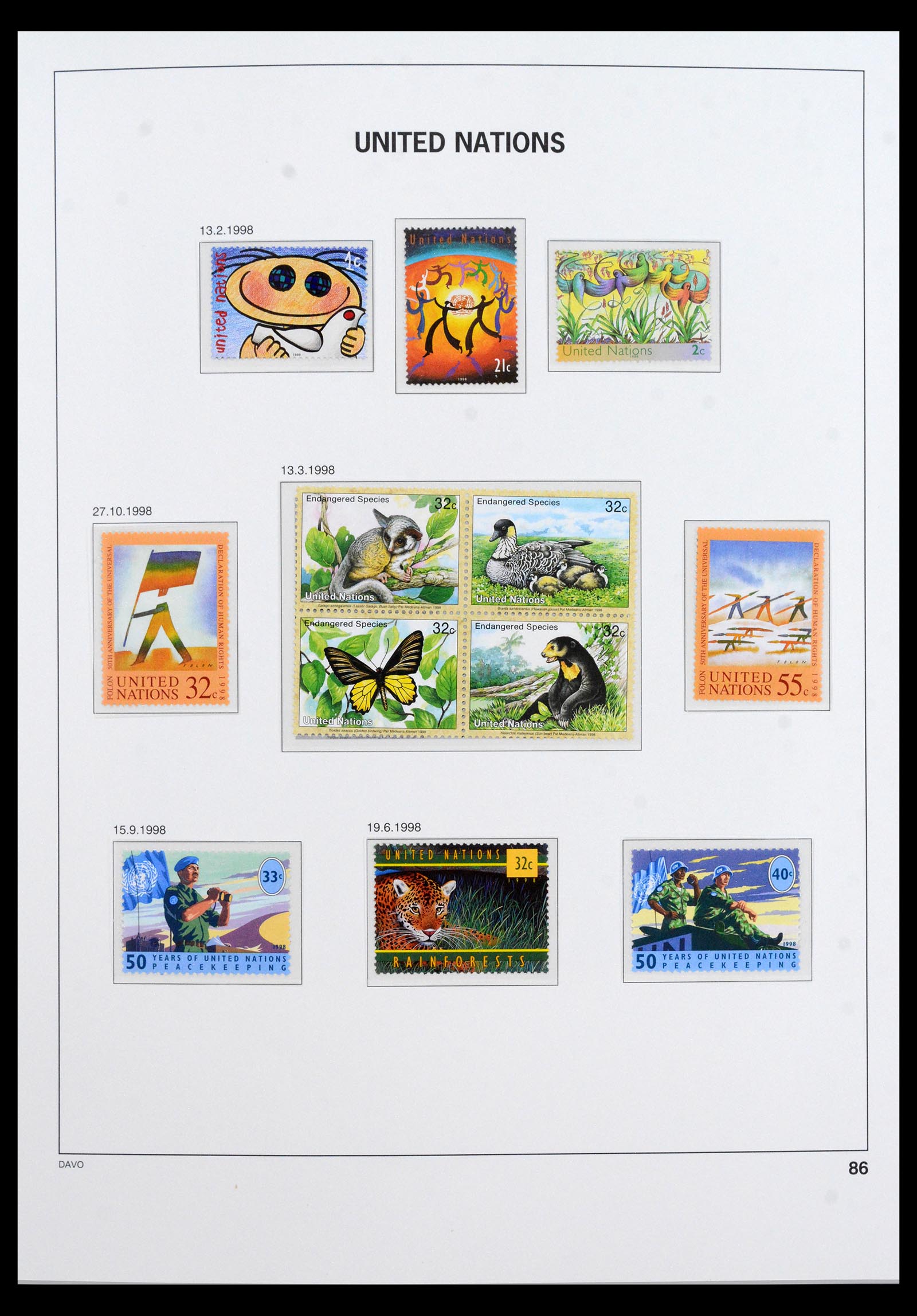 40454 0006 - Postzegel verzameling 40454 Verenigde Naties t/m 2010.