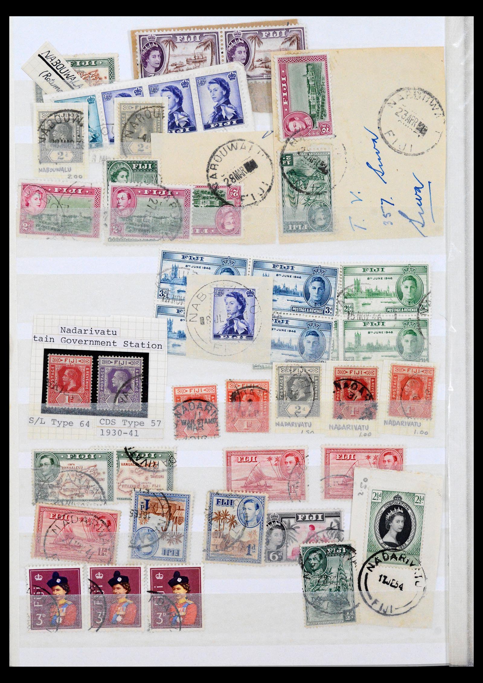 40461 0015 - Postzegel verzameling 40461 Fiji stempels 1930-1965.