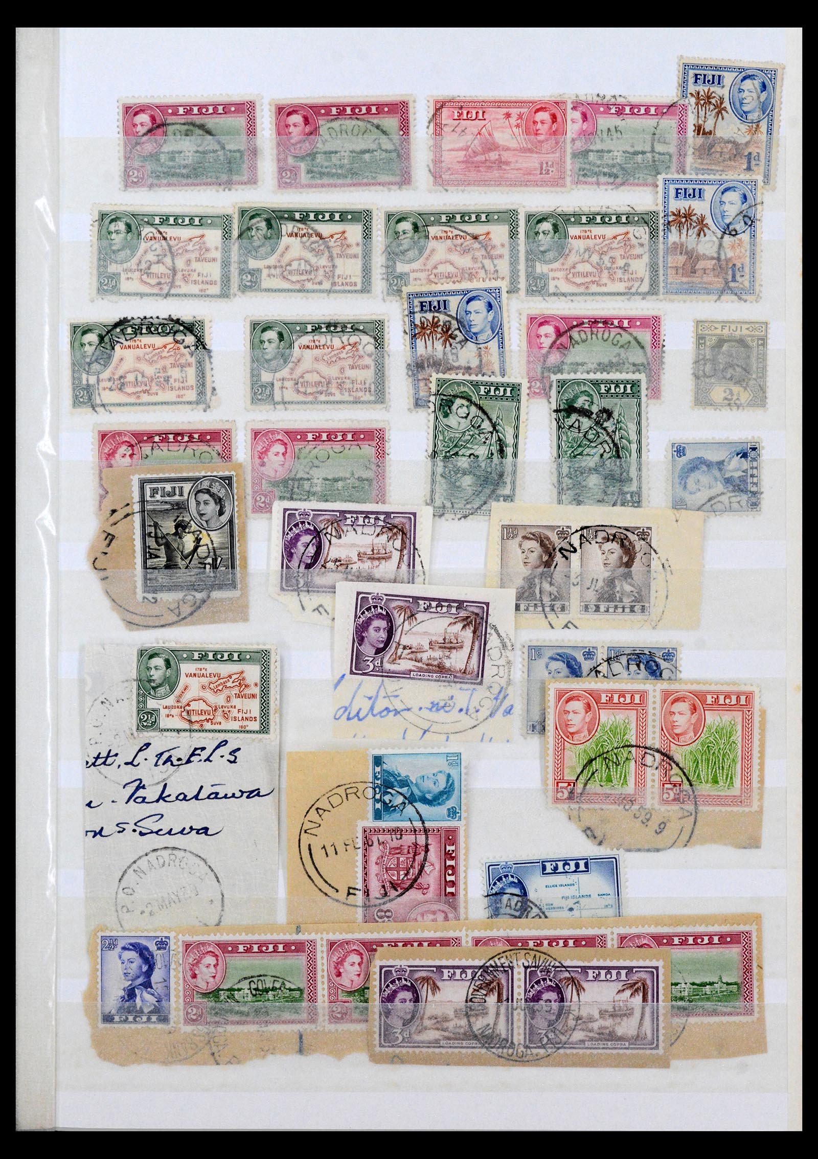40461 0016 - Postzegel verzameling 40461 Fiji stempels 1930-1965.