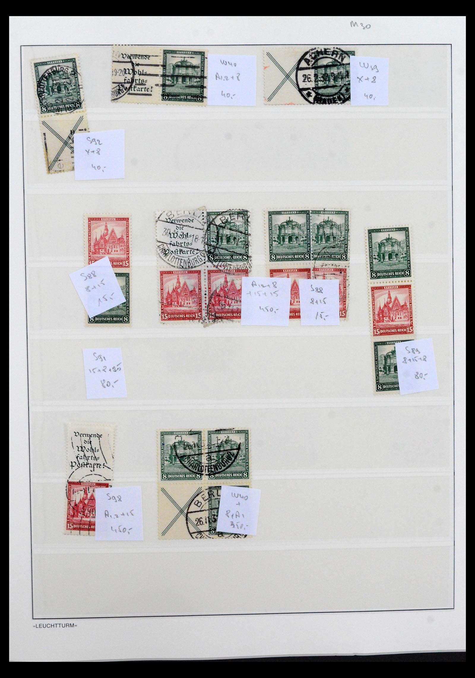 40490 0012 - Stamp collection 40490 German Reich combinations 1915-1942.